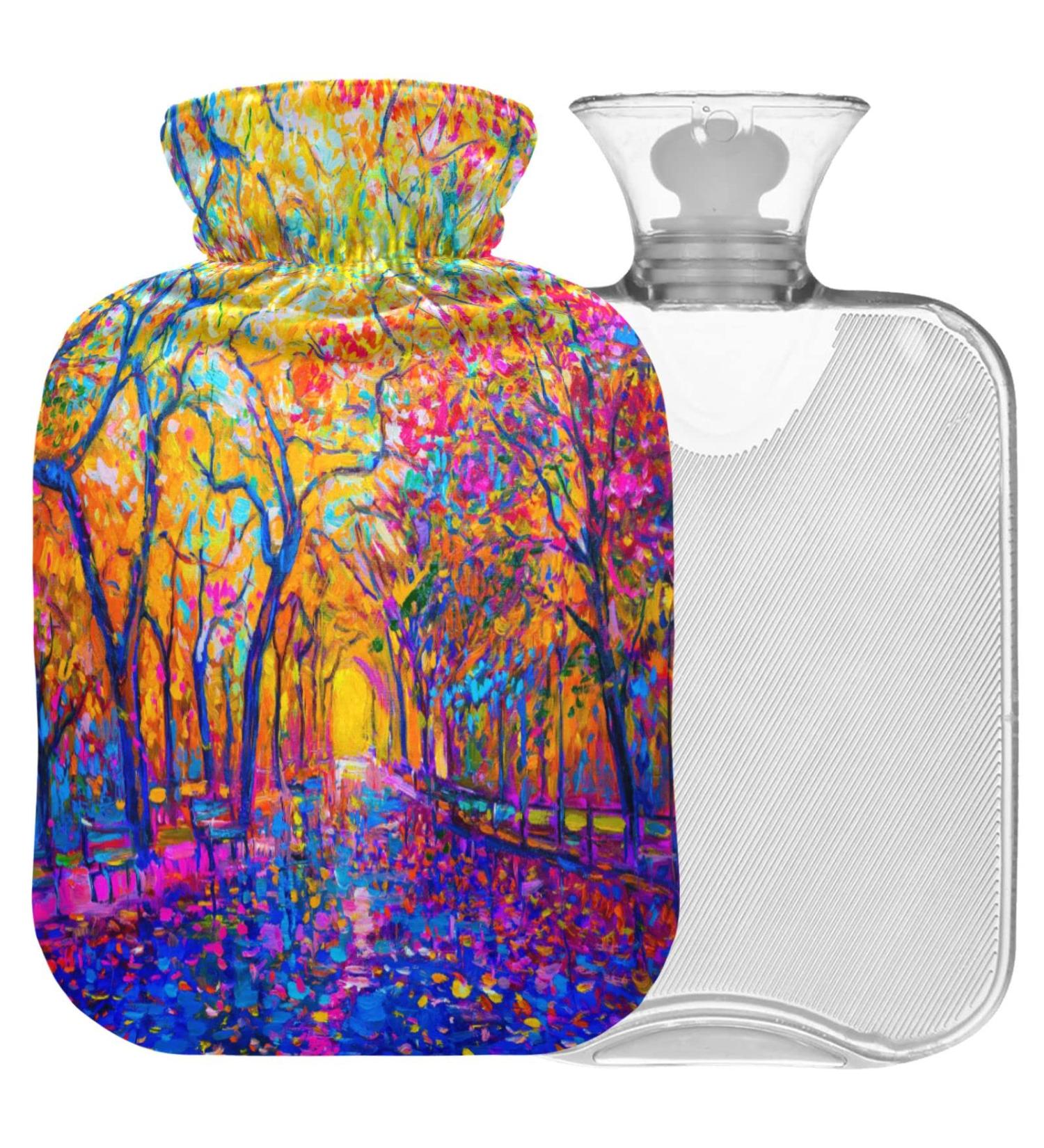 Naanle 2L Hot Water Bottle with Lid | Autumn Oil Painting | Back Pain Relief & Cold Therapy Hand/Foot Warmer - Buy Online on GoSupps.com