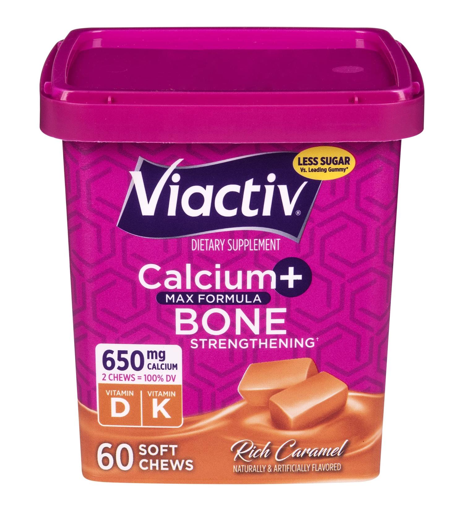 Viactiv Calcium +Vitamin D3 Supplement Soft Chews  Caramel  60 Chews - Calcium Dietary Supplement for Bone Health 60 Count (Pack of 1) - Buy Online on GoSupps.com