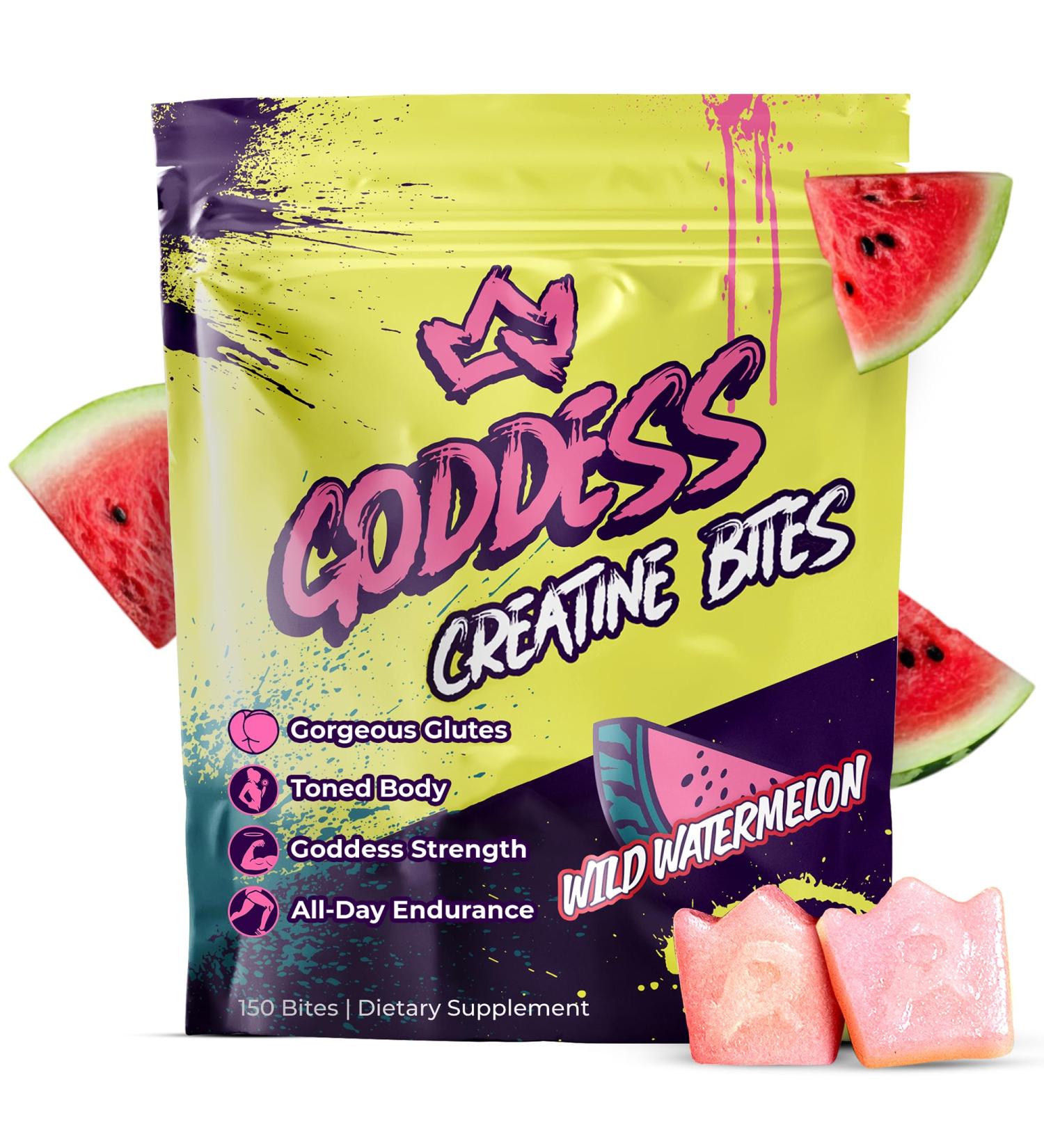 Primal Queen Goddess Creatine Gummies Low-Sugar Chewable Creatine for Women | Booty and Muscle Builder, Faster Recovery, Strength | High-Potency Wild Watermelon Flavor 150 Bites (5g per Serving) - Buy Online on GoSupps.com