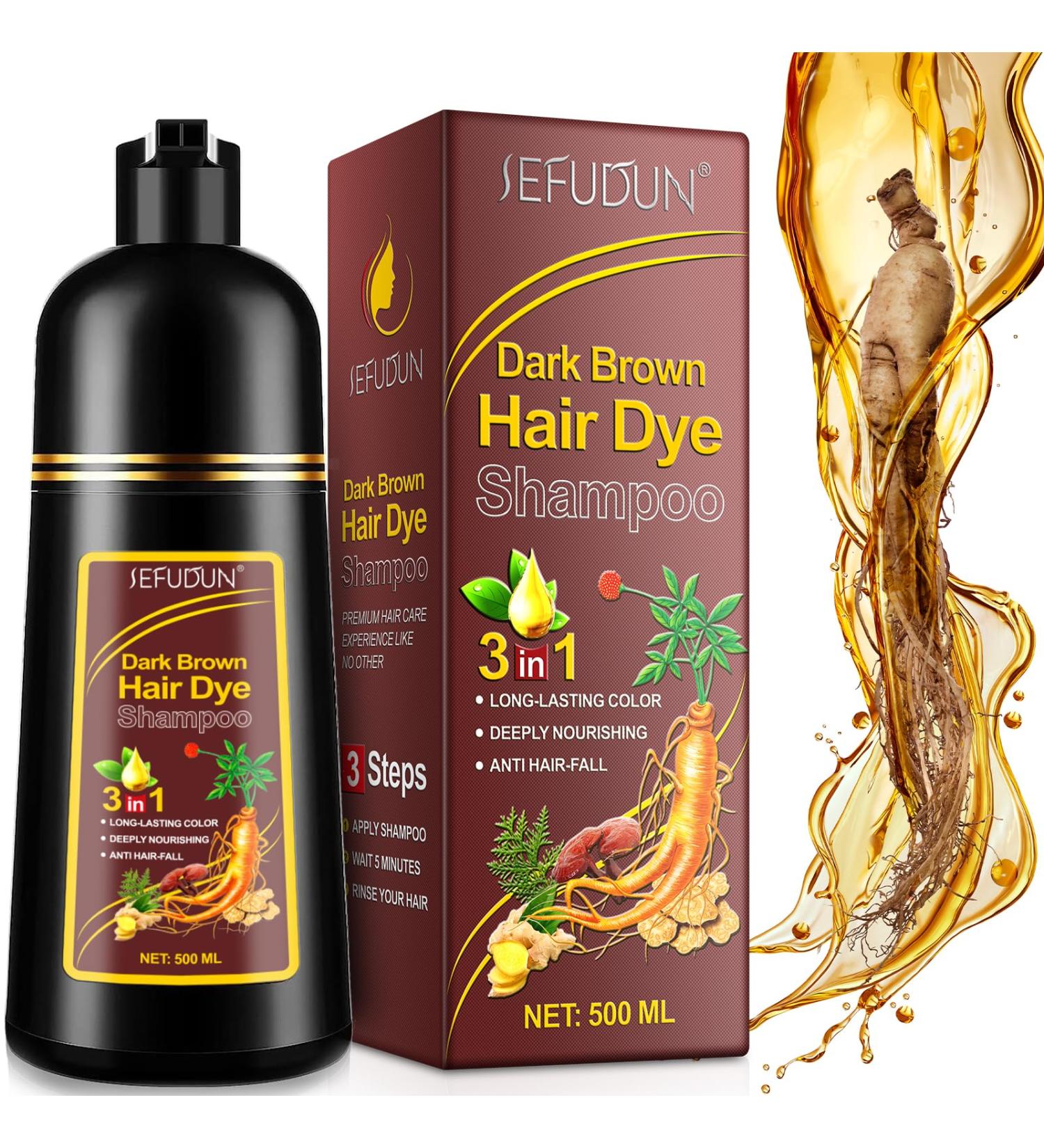  CCKULOOB Instant hair coloring shampoo natural and long-lasting for men and women 500 ml dark brown - Buy Online on GoSupps.com