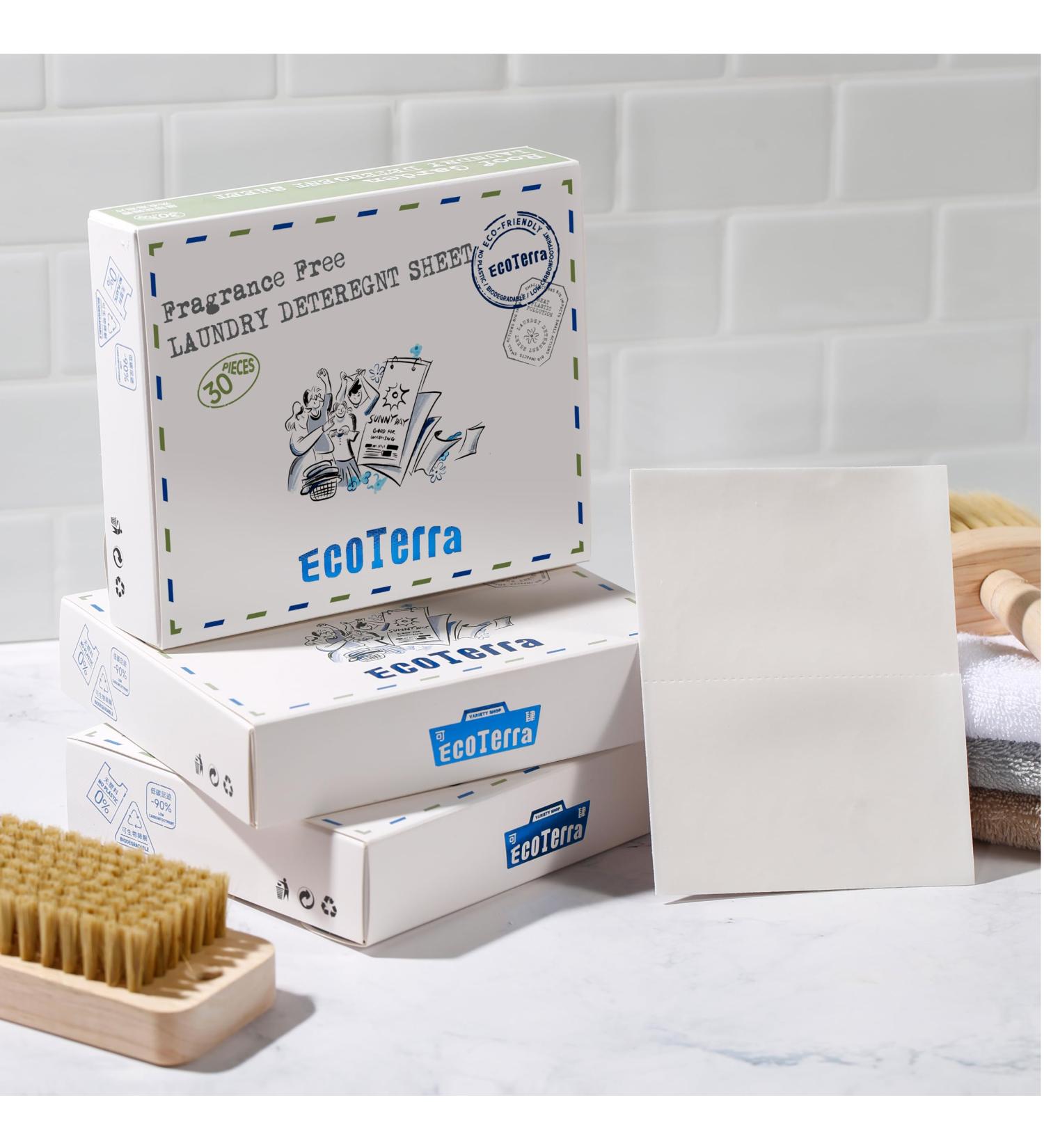 Eco Terra Laundry Detergent Sheets - 30 Plastic-Free Sheets Up to 60 Loads Travel-Friendly & Fresh Scent - Buy Online on GoSupps.com