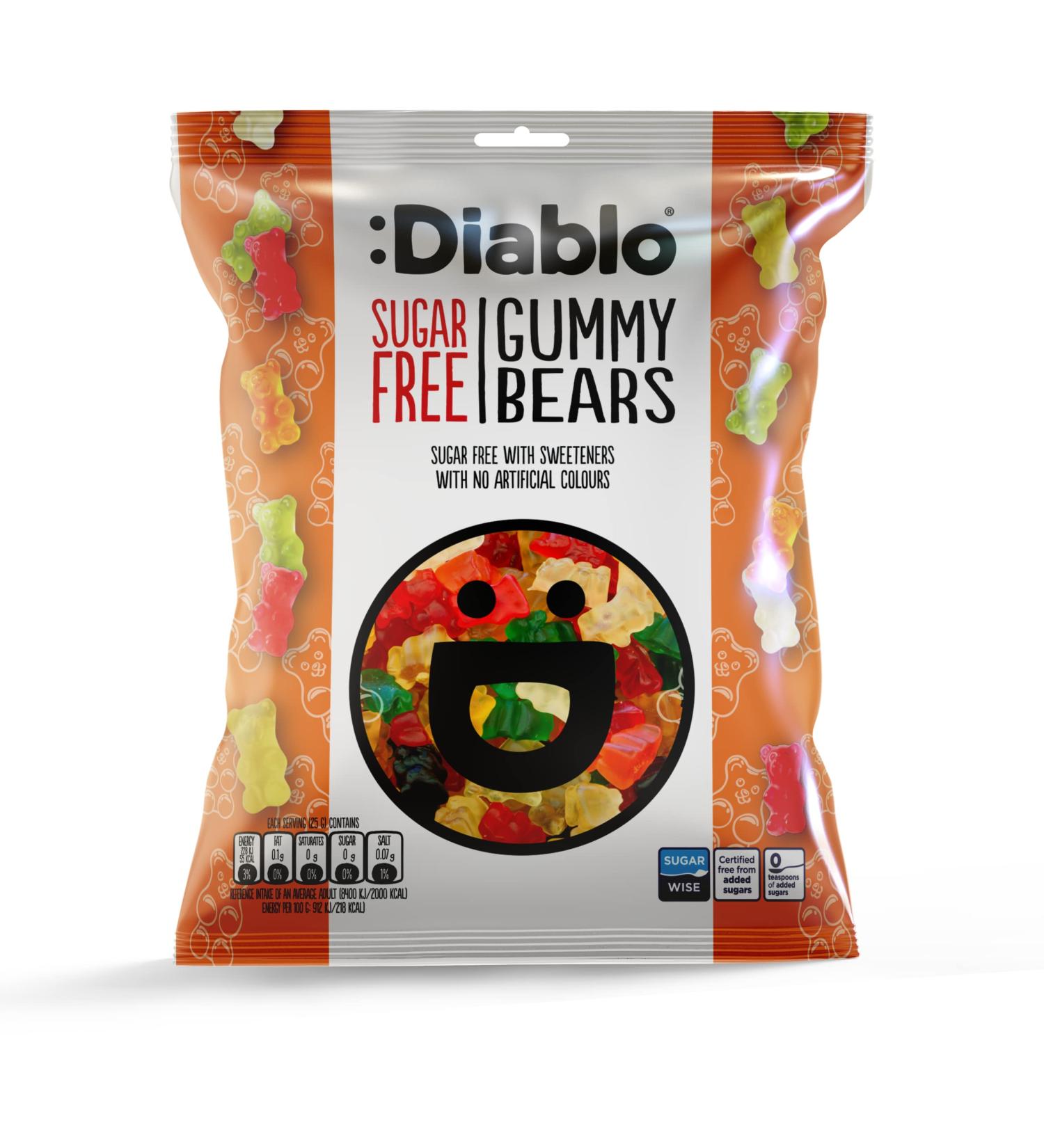 Diablo Gummy Bears Flavoured Toffee Candy - Sugar Free Gummy Candy - Gummy Snacks Sweetened with Maltitol - Gummy Healthy Sweets for Gift Idea - Natural Flavour Low Calorie Gummy Bear - 75g - Buy Online on GoSupps.com
