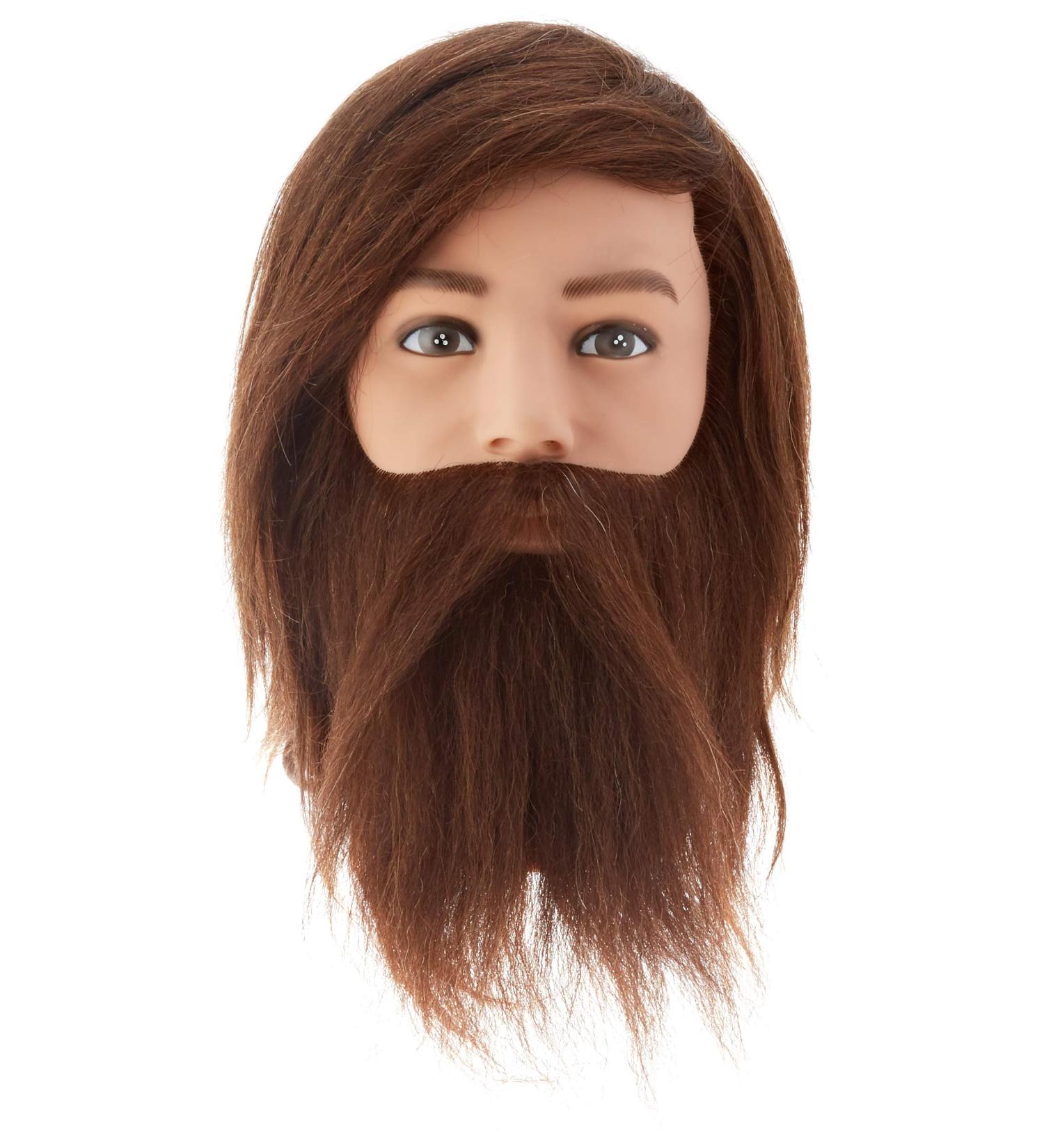 Bergmann Angelo Barber Training Head Men Real Hair with Beard 20cm Length 660g