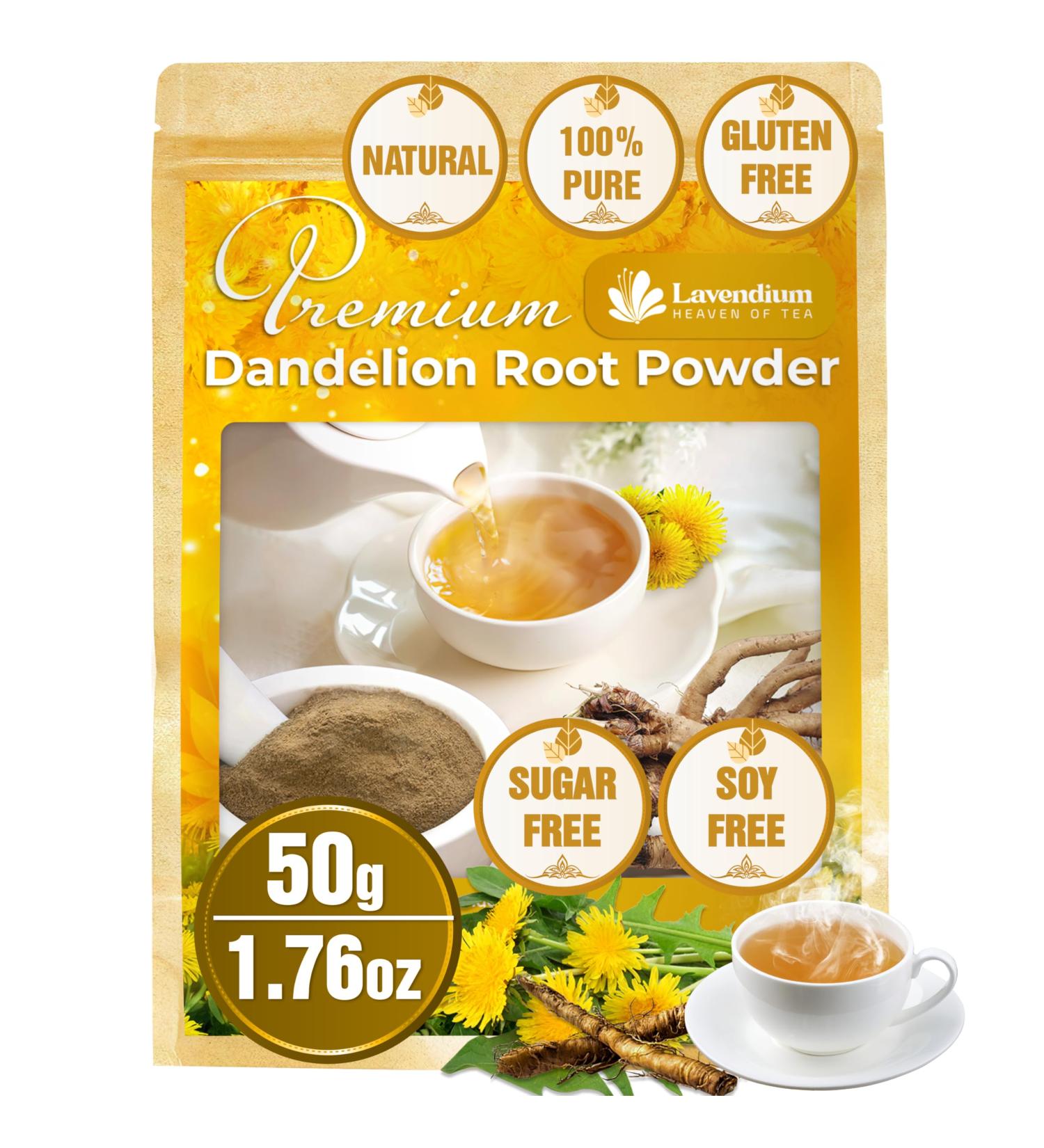 Lavendium Premium 50g (1.76oz) Dandelion Root Powder 100% Natural and Pure from Dandelion Root No Additives No Gluten No Sugar Vegan - Buy Online on GoSupps.com