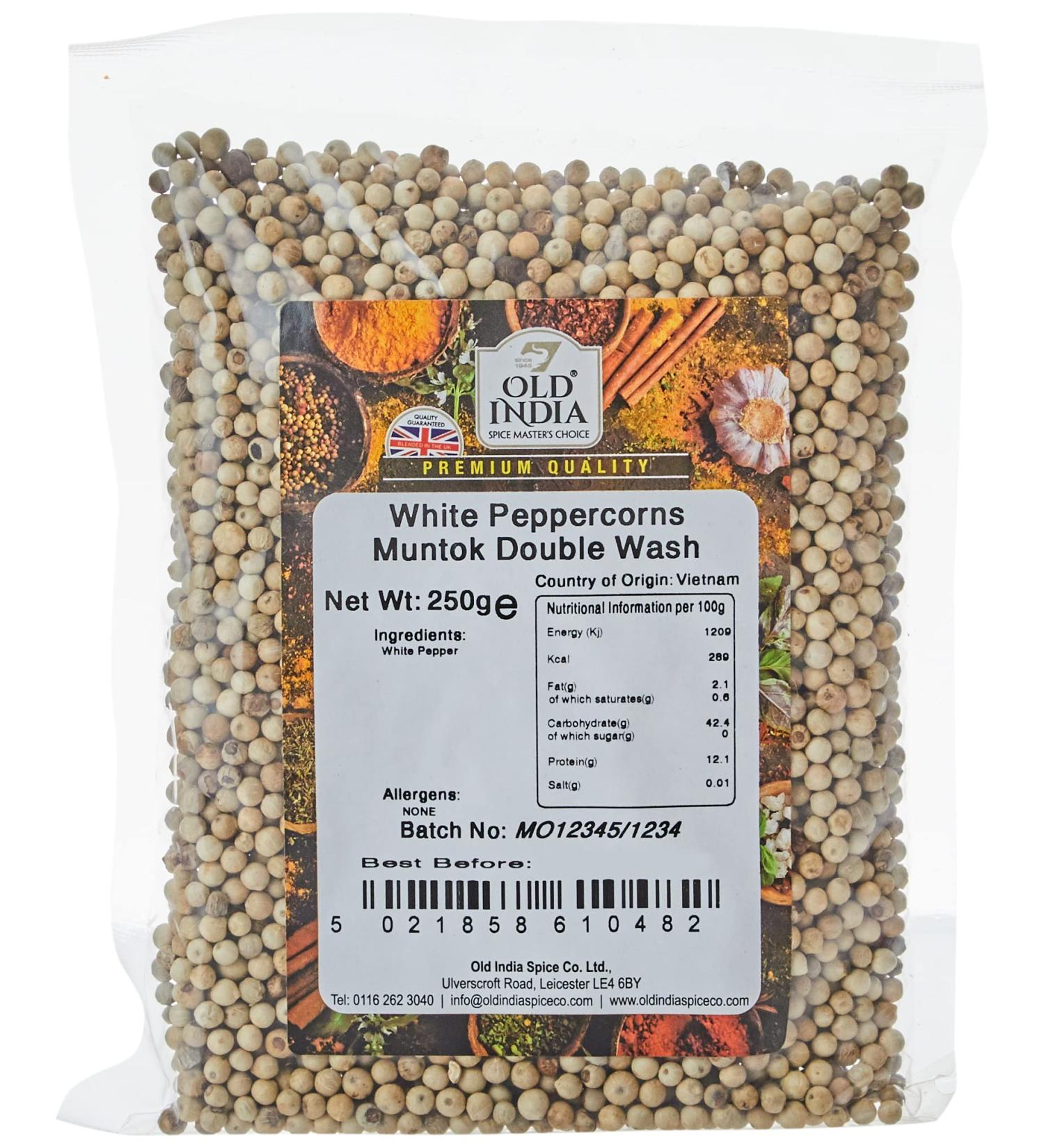 Old India White Peppercorns Muntok Double Wash 250g - Premium Quality Spice - Buy Online on GoSupps.com