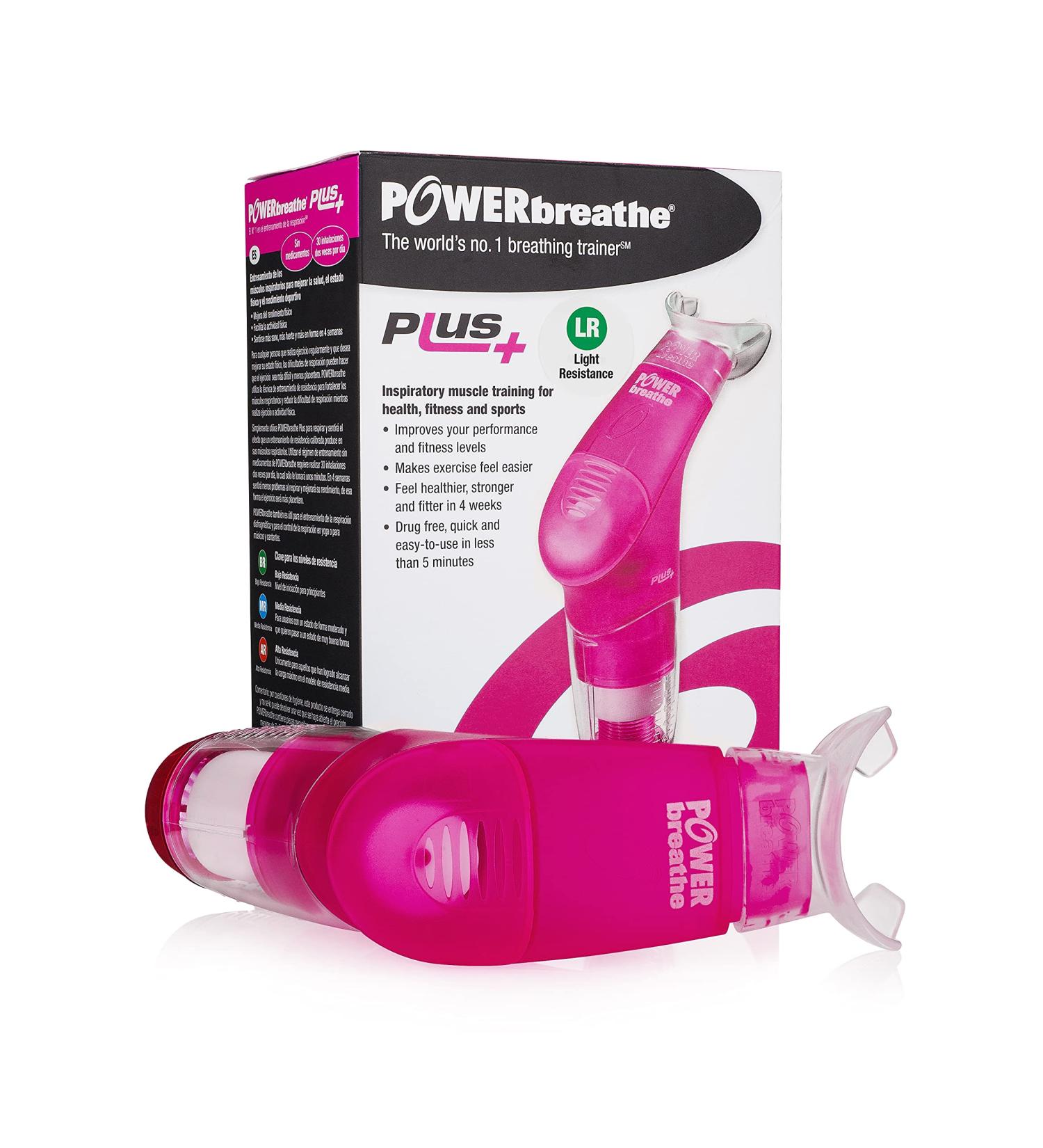 POWERbreathe Pink Handheld Inspiratory Muscle Trainer - Strengthen Breathing Muscles and Lung Capacity - Buy Online on GoSupps.com