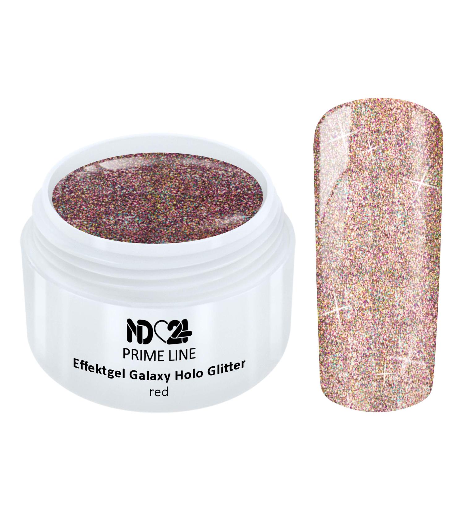 Prime Line - Uv Led Effect Gel Galaxy Holo Glitter Red Art Red - Made in Germany - 5ml