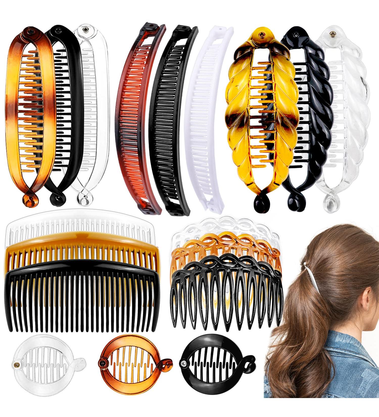 18-Piece Banana Hair Clips Set | Classic Twist Comb Accessories for Women Girls - 11/29 Teeth Ponytail Clips - Buy Online on GoSupps.com