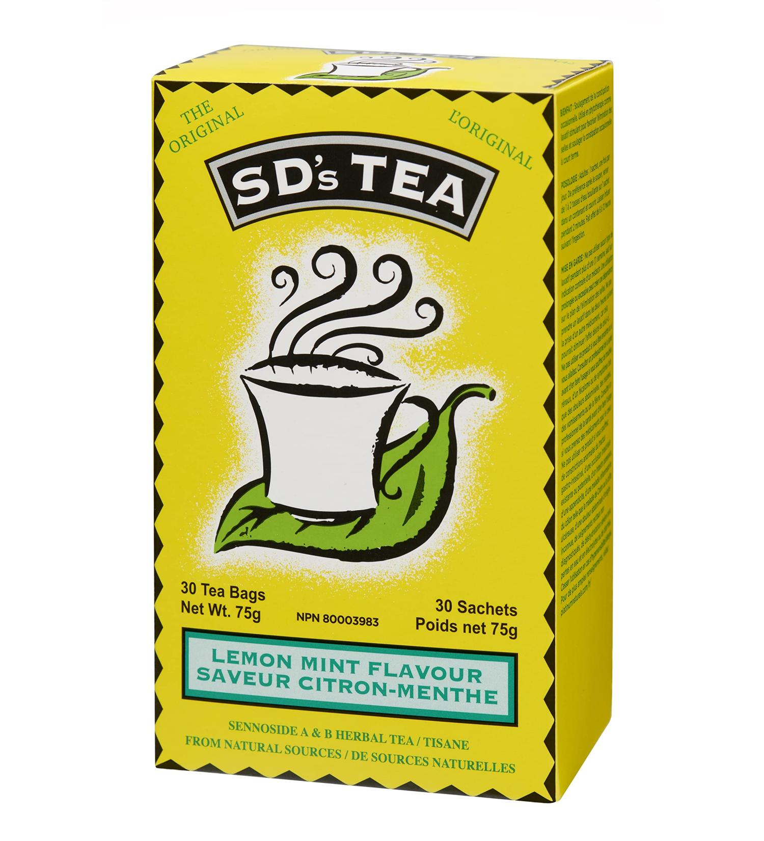 Platinum Naturals SD's Tea - Lemon Mint Flavour 30 Bags - Herbal Blend Soothe Digestive System Organic Herbal Tea for Digestive Comfort & Gentle Constipation Relief Lemon Mint Tea - Buy Online on GoSupps.com