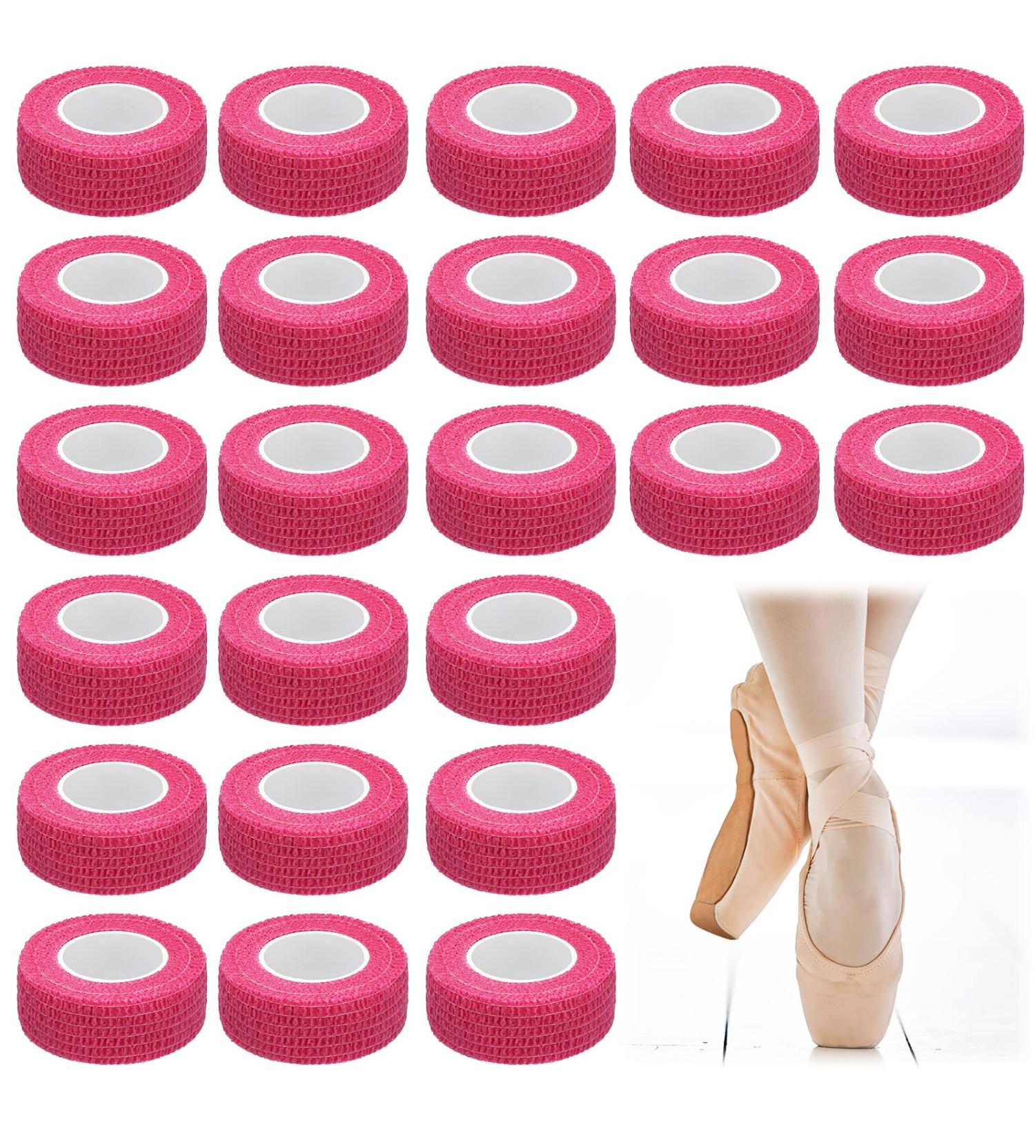 24 Roll Pink Toe Tape - Self-Adhesive Breathable Bandage Wrap for Dancers & Athletes | Elastic Sweatproof Blister Protection (5.47 Yards Each - Buy Online on GoSupps.com