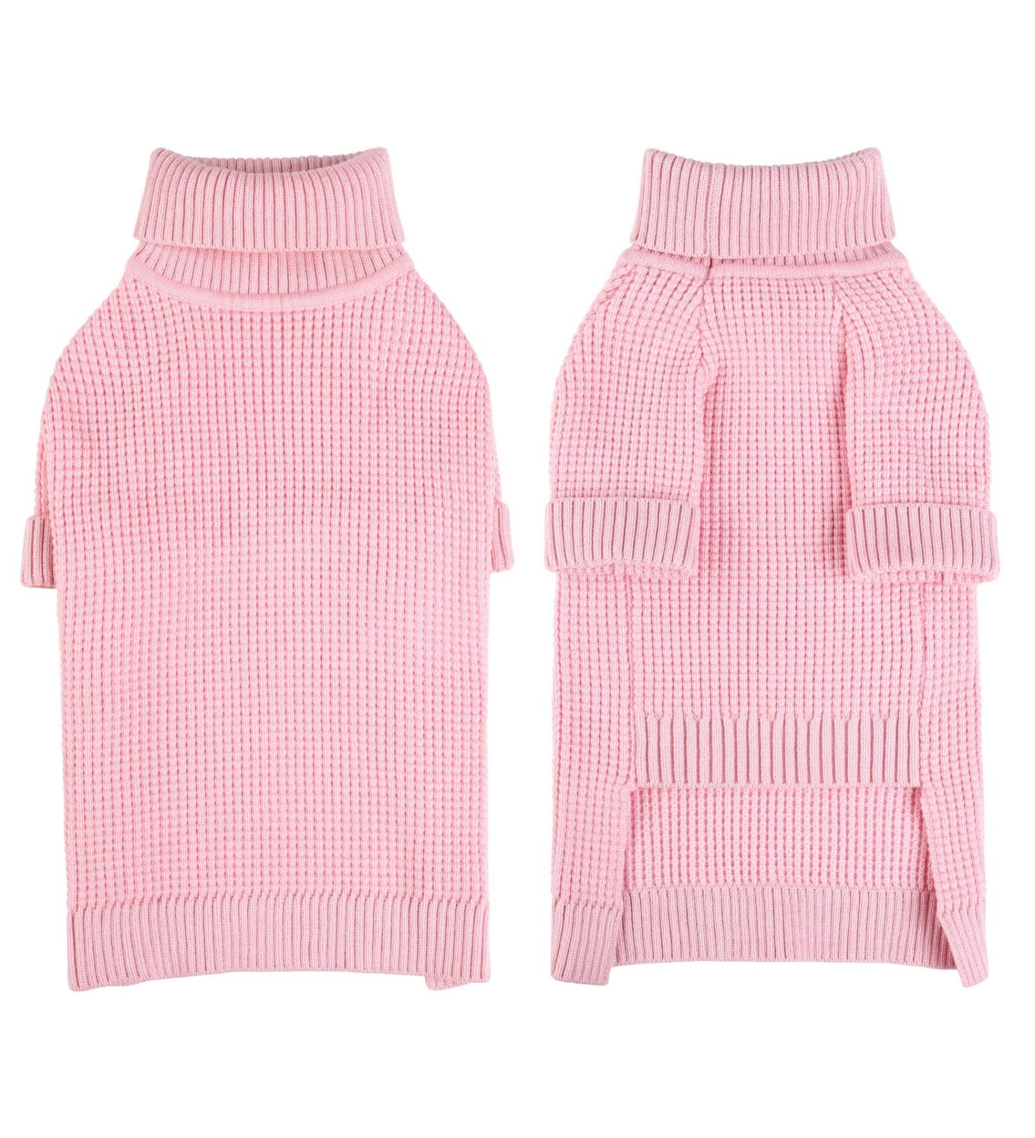 Cozy Pink Dog Sweater for Small & Medium Breeds | Winter Roll Collar Knit for Chihuahua Dachshund & French Bulldog - Buy Online on GoSupps.com