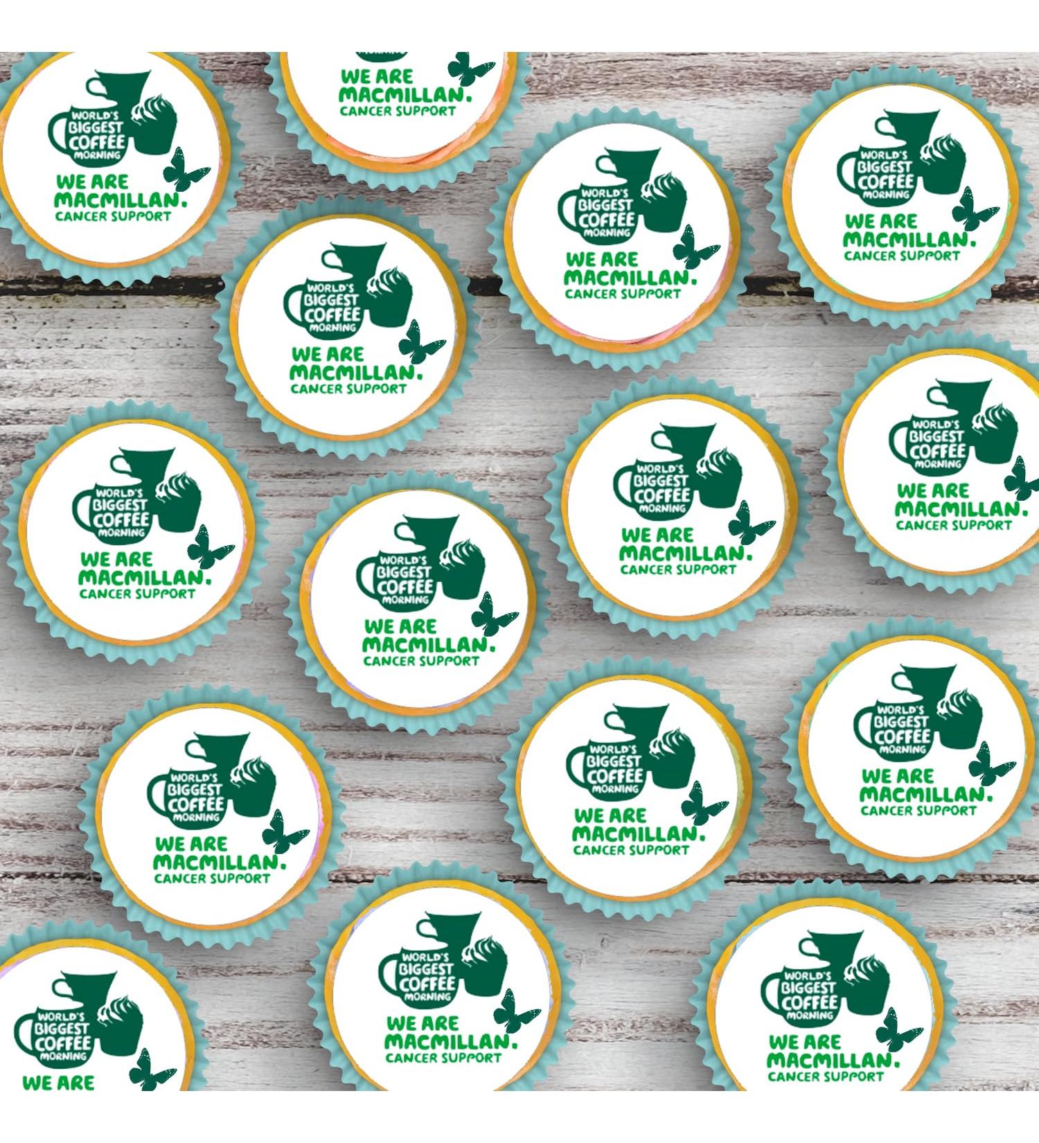 20 x Precut MacMillan Coffee Morning Fundraising Edible Wafer Paper Cupcake Toppers For Cake - Buy Online on GoSupps.com