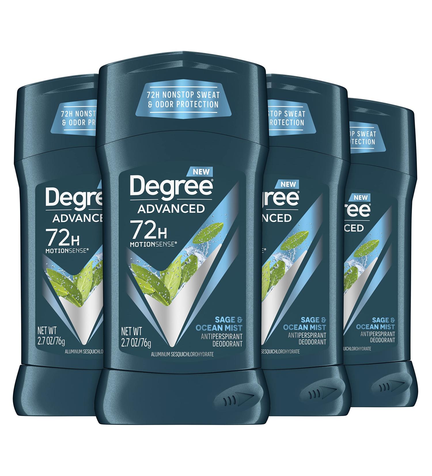 Degree Men Advanced 72-Hour Sweat & Odor Protection Deodorant 4-Pack - Sage & Ocean Mist | MotionSense Technology - 2.7 oz - Buy Online on GoSupps.com