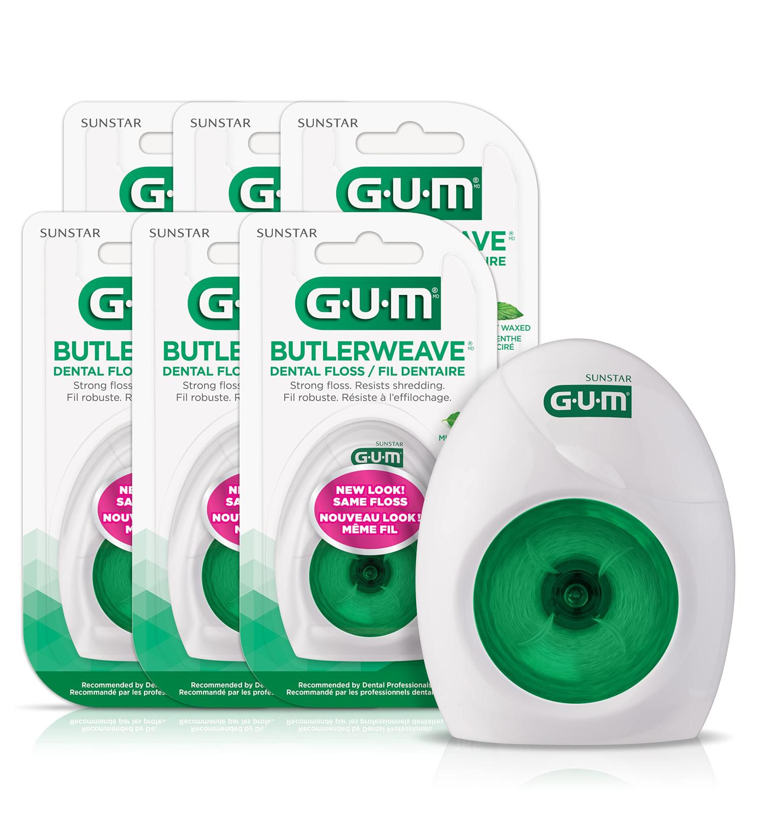 GUM ButlerWeave Mint Waxed String Floss 165M X Pack of 6 165.00 m (Pack of 6) Mint Waxed - Buy Online on GoSupps.com