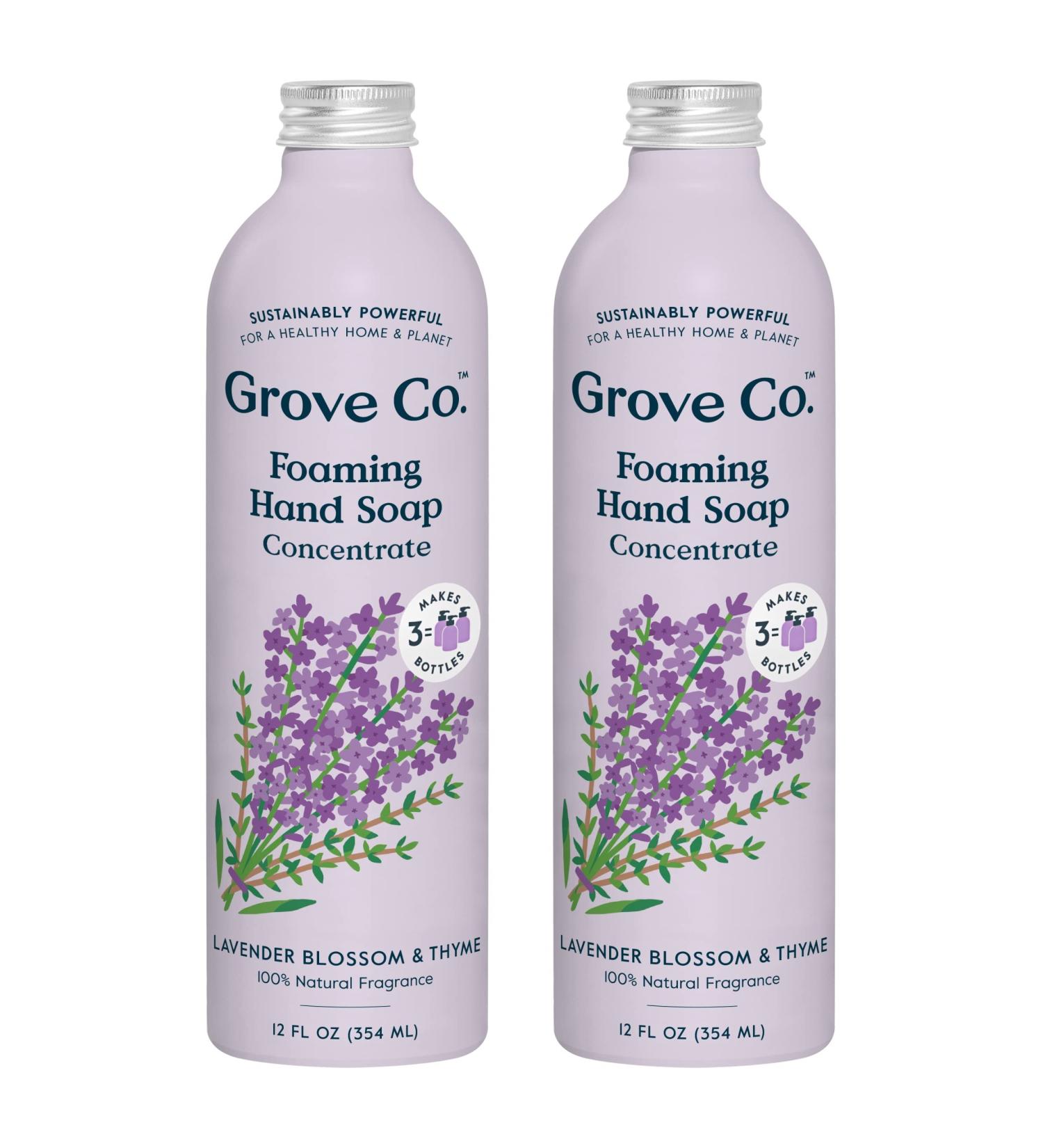 Grove Co. Hydrating Foaming Hand Soap Refills - Lavender & Thyme Scent (Pack of 2) | Cruelty-Free, Paraben-Free, Plastic-Free | Moisturizing Hand Wash - 24 Oz - Buy Online on GoSupps.com