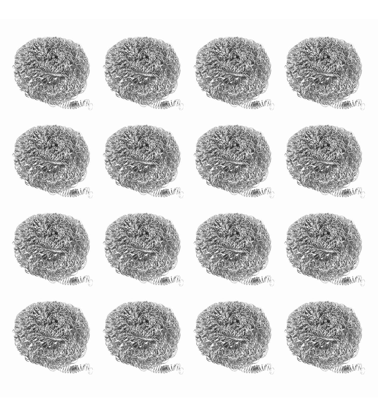 Xeodaun 16 PCS Stainless Steel Sponges Scrubbers Utensil Scrubber Scouring Pads Ball for Removing Rust Dirty Cookware Cleaner - Buy Online on GoSupps.com