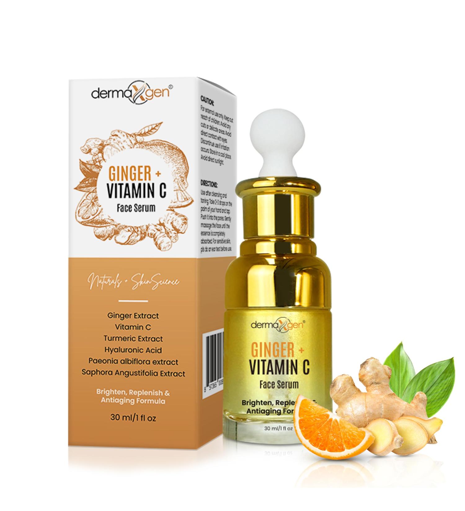 Ginger Face Serum with Vitamin C & Turmeric | Organic Acne Treatment for Clear Skin Hydration & Anti-Aging | 1 FL OZ - Buy Online on GoSupps.com