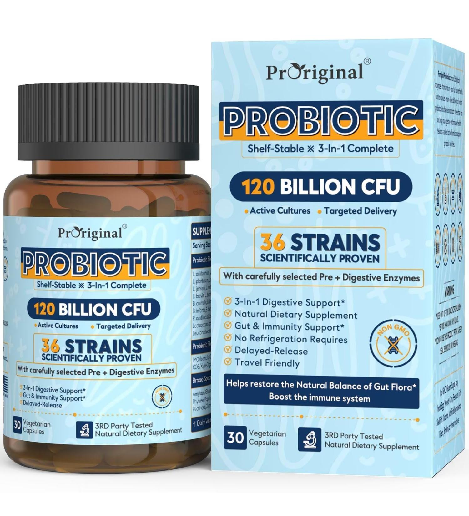 Probiotics for Women & Men 120 Billion CFU with 36 Probiotic Strains for Digestive Health and Gut Health Delayed Release Capsules Stomach Acid Resistant No Need for Refrigeration 30 Capsules 30 Count (Pack of 1) - Buy Online on GoSupps.com
