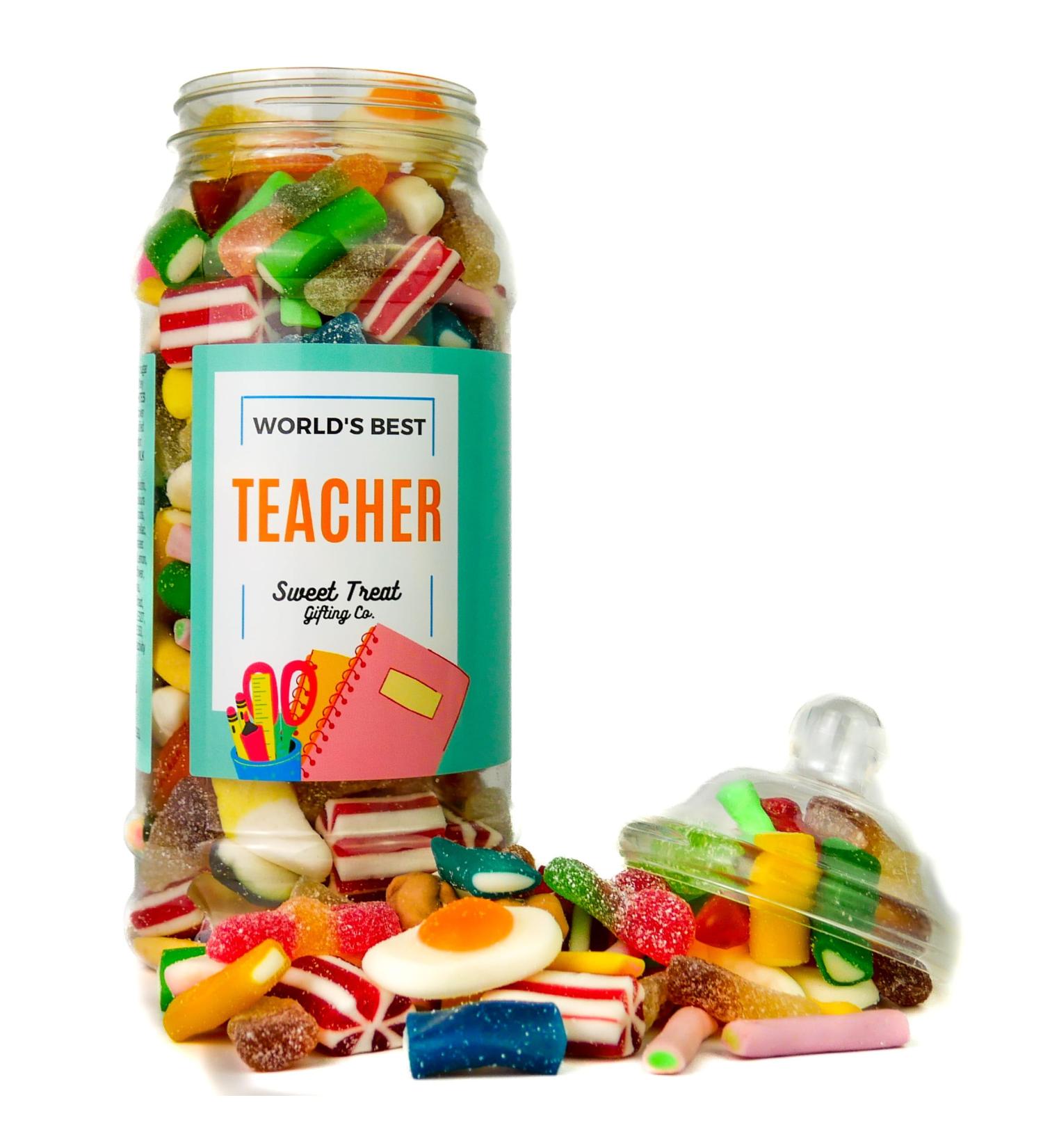 World's Best Teacher Thank You Gift for Teacher Sweets Jar Thank you Teacher Gifts 670g Jar of Sweets By The Sweet Treat Gifting Co. - Buy Online on GoSupps.com