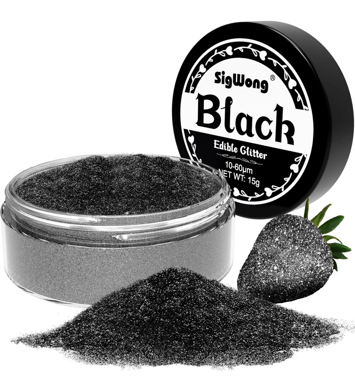 Edible Glitter for Drinks - 15g Lustre Dust Edible Sprinkles Paint for Desserts Cake Decorations Food Colouring Powder Paint for Chocolate Strawberries Drinks-Black - Buy Online on GoSupps.com