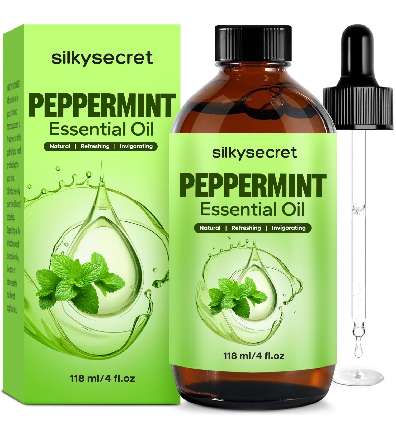 Peppermint Essential Oil 4 Fl Oz - Natural Mint Oil for Hair Care Skin Massage Aromatherapy & Pain Relief - Buy Online on GoSupps.com