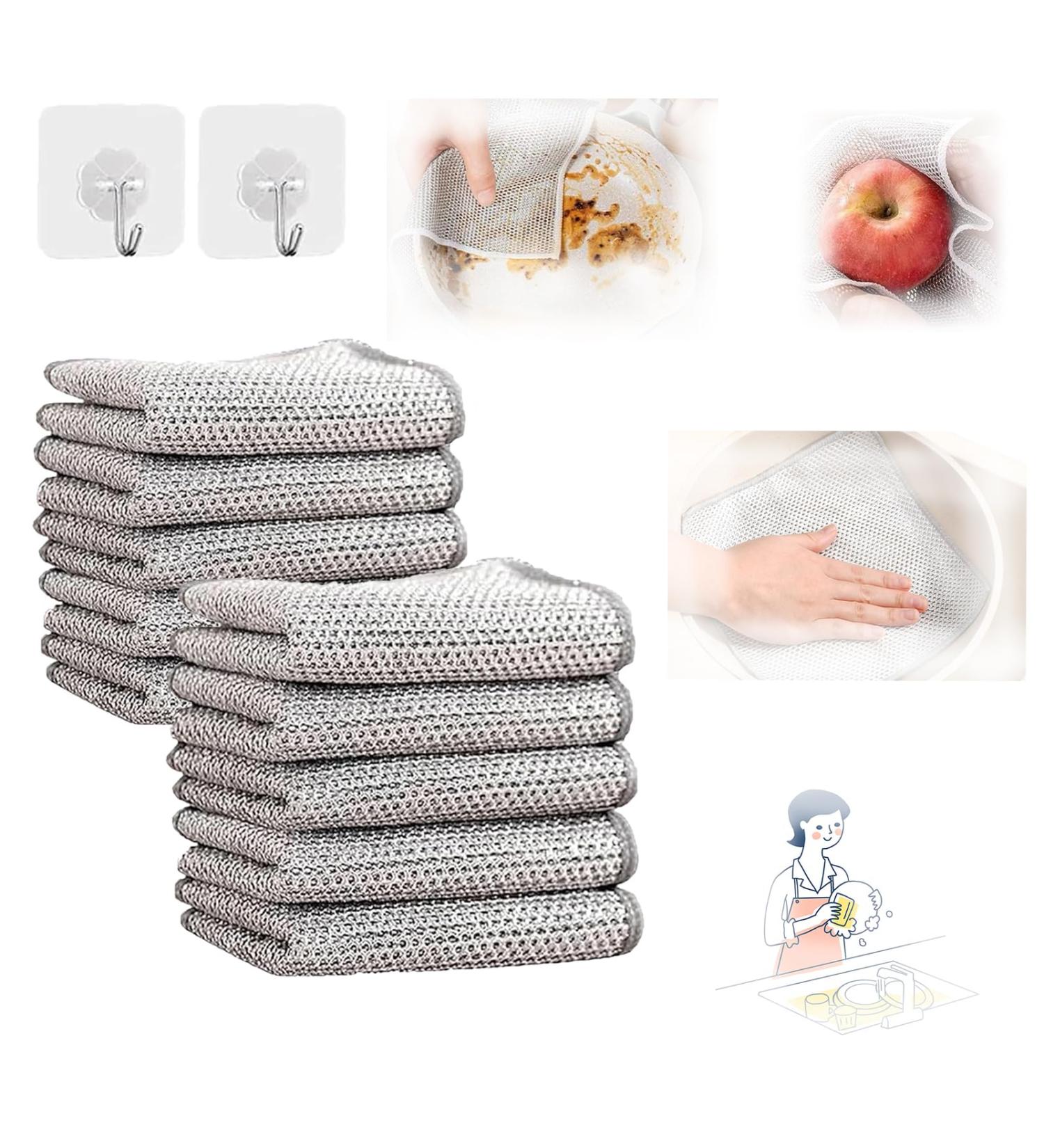 Graceiful - Double Stainless Steel Scrubber Ancienflow Scrubber Multipurpose Wire Miracle Cleaning Cloths Non Scratch Scrubbing Pads Resuable Dishwashing Rags (10pcs) - Buy Online on GoSupps.com