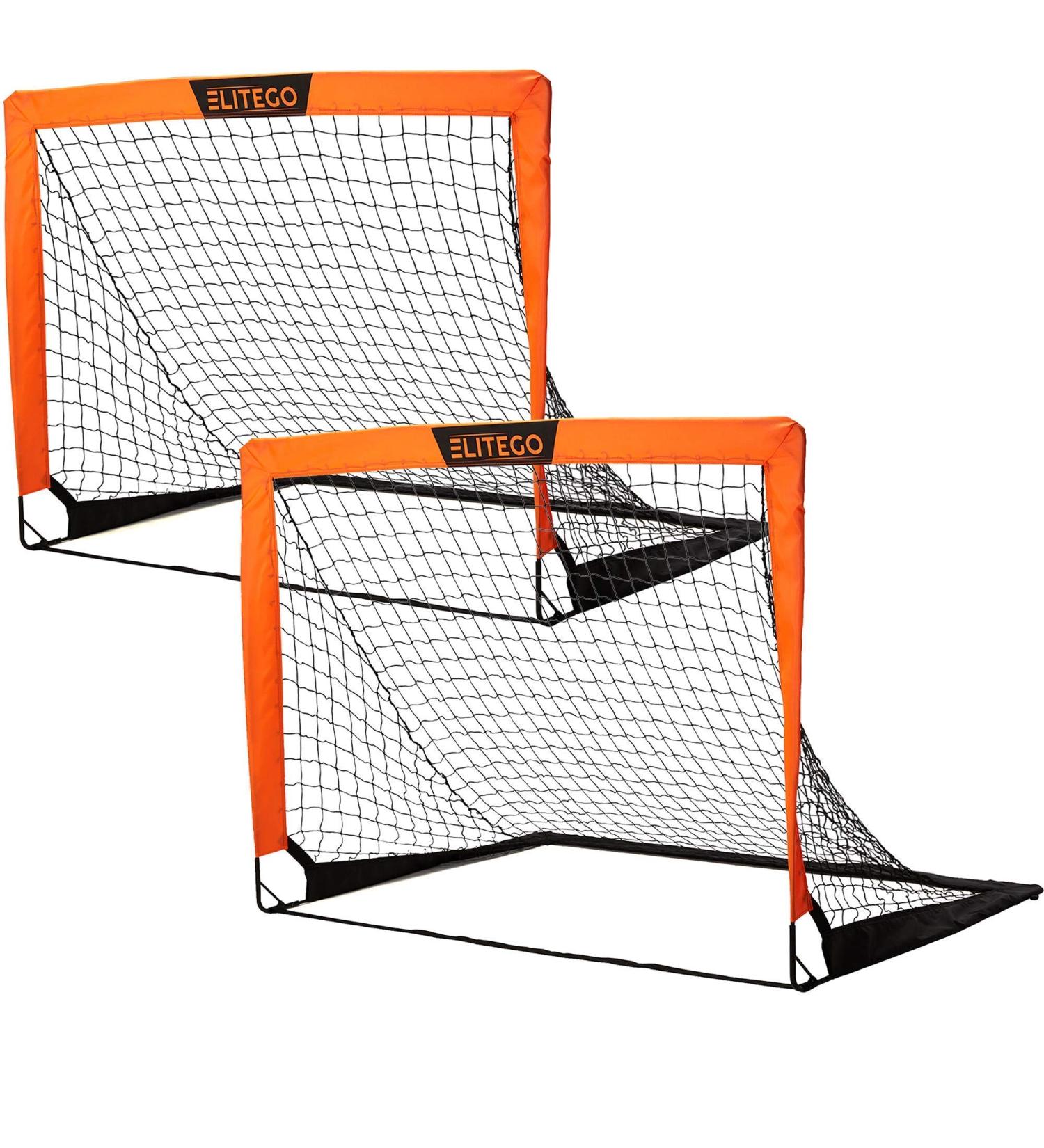EliteGo Kids Soccer Goals Set of 2 - 4' x 3' Backyard Soccer Net in Orange - Buy Online on GoSupps.com