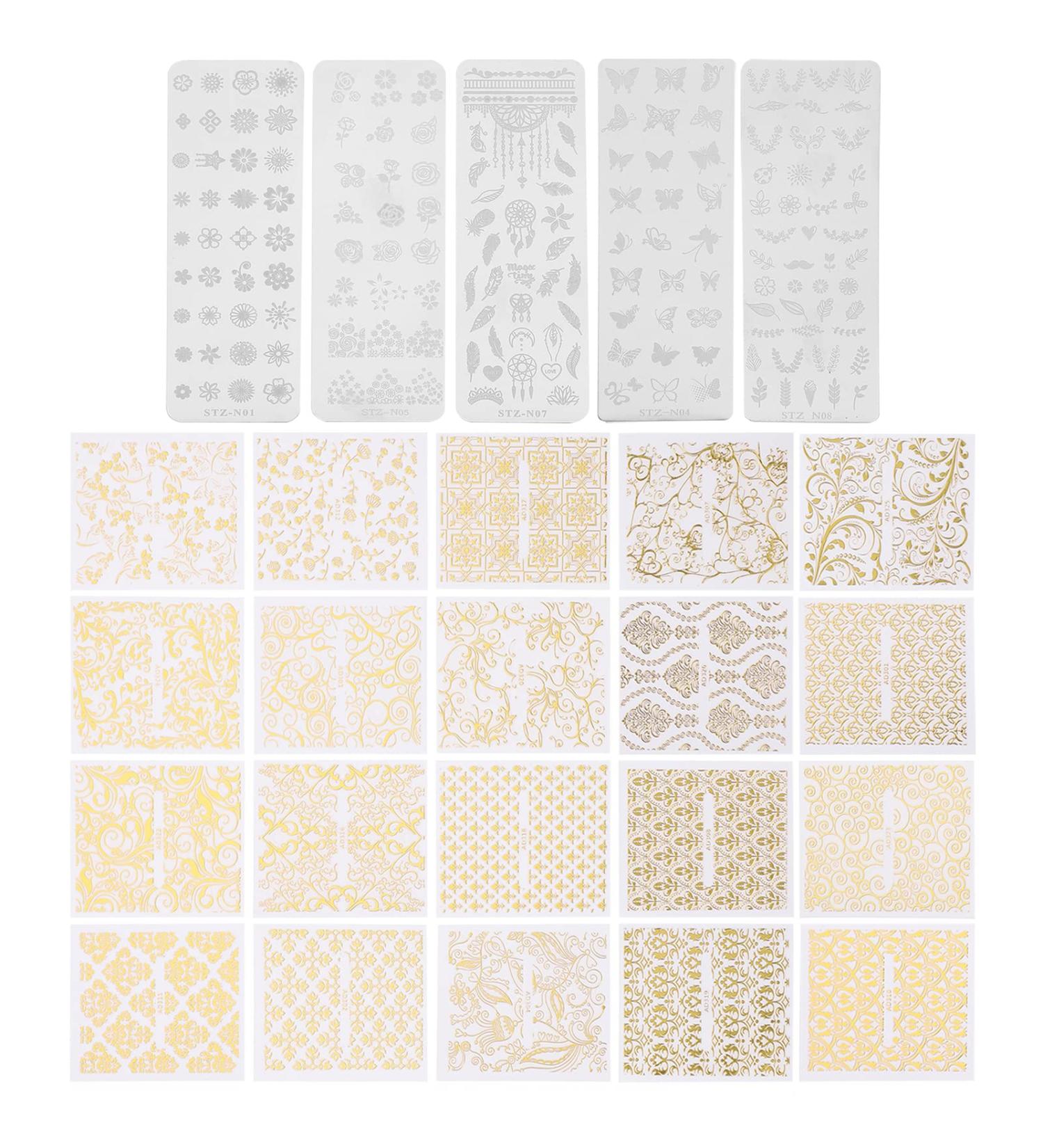 Buy Beaupretty 5pcs Nail Stamping Template Set - Floral Nail Art Plates & Stamper Kits for Women | International Shipping Available - Buy Online on GoSupps.com