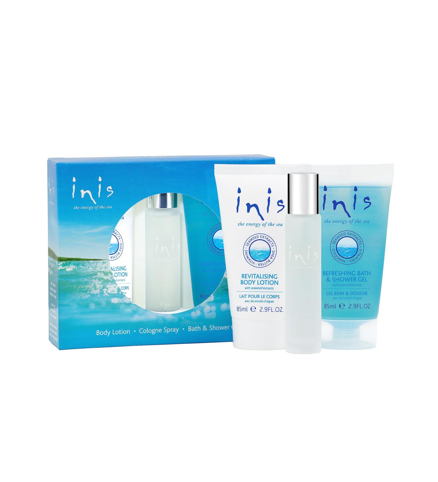 Inis the Energy of the Sea Trio Gift Set - Revitalizing Body Lotion - Refreshing Shower Gel - Unisex Cologne - Hydrating Body Lotion - Body Wash - Womens Perfume - Mens Cologne - Travel Size Cosmetics