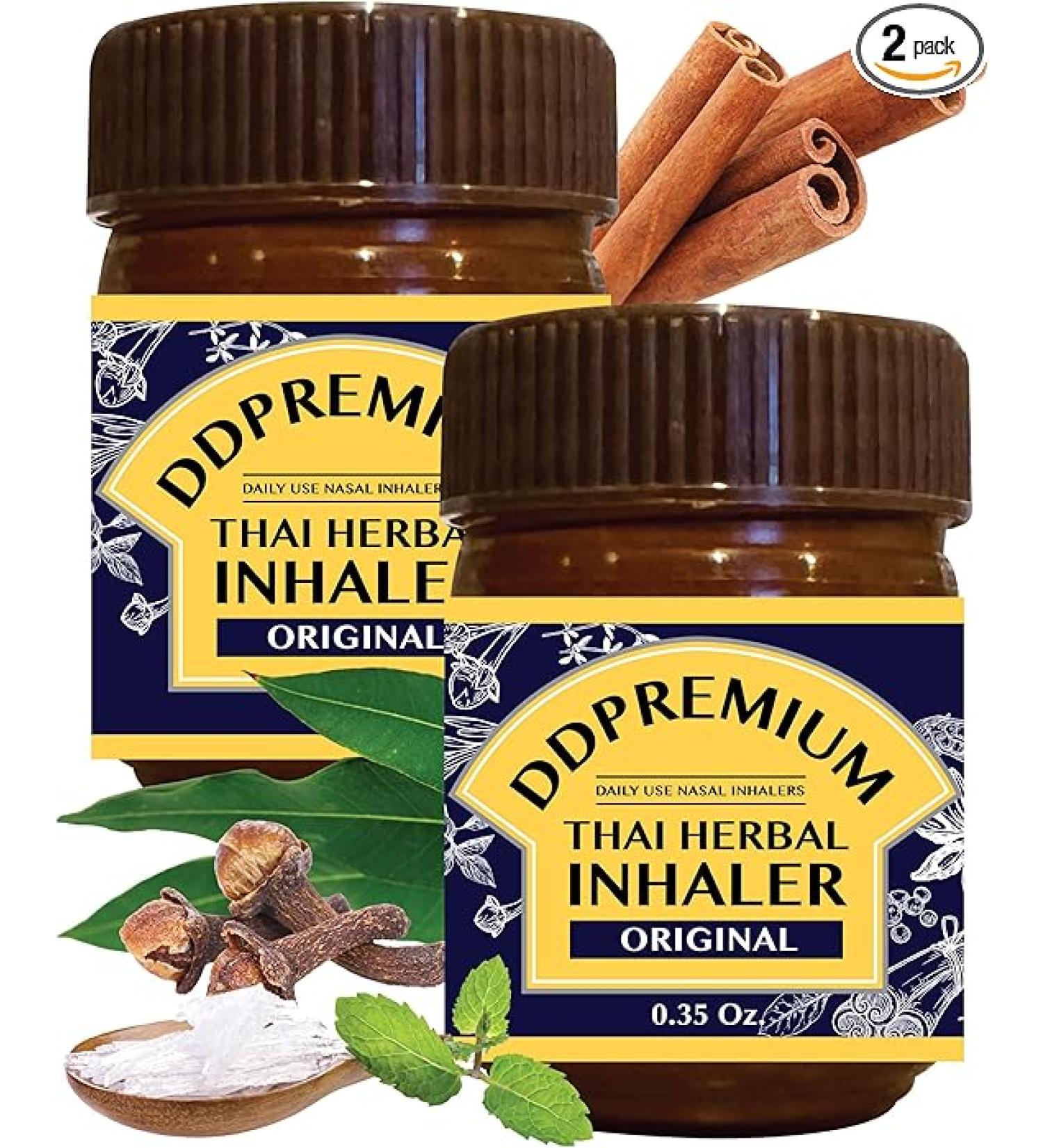DDPremium Herbal Inhaler with Menthol & Essential Oil Natural Thai Inhaler for Enhanced Breathing Promotes Clearer Nasal Passages - Pack of 2 - Buy Online on GoSupps.com