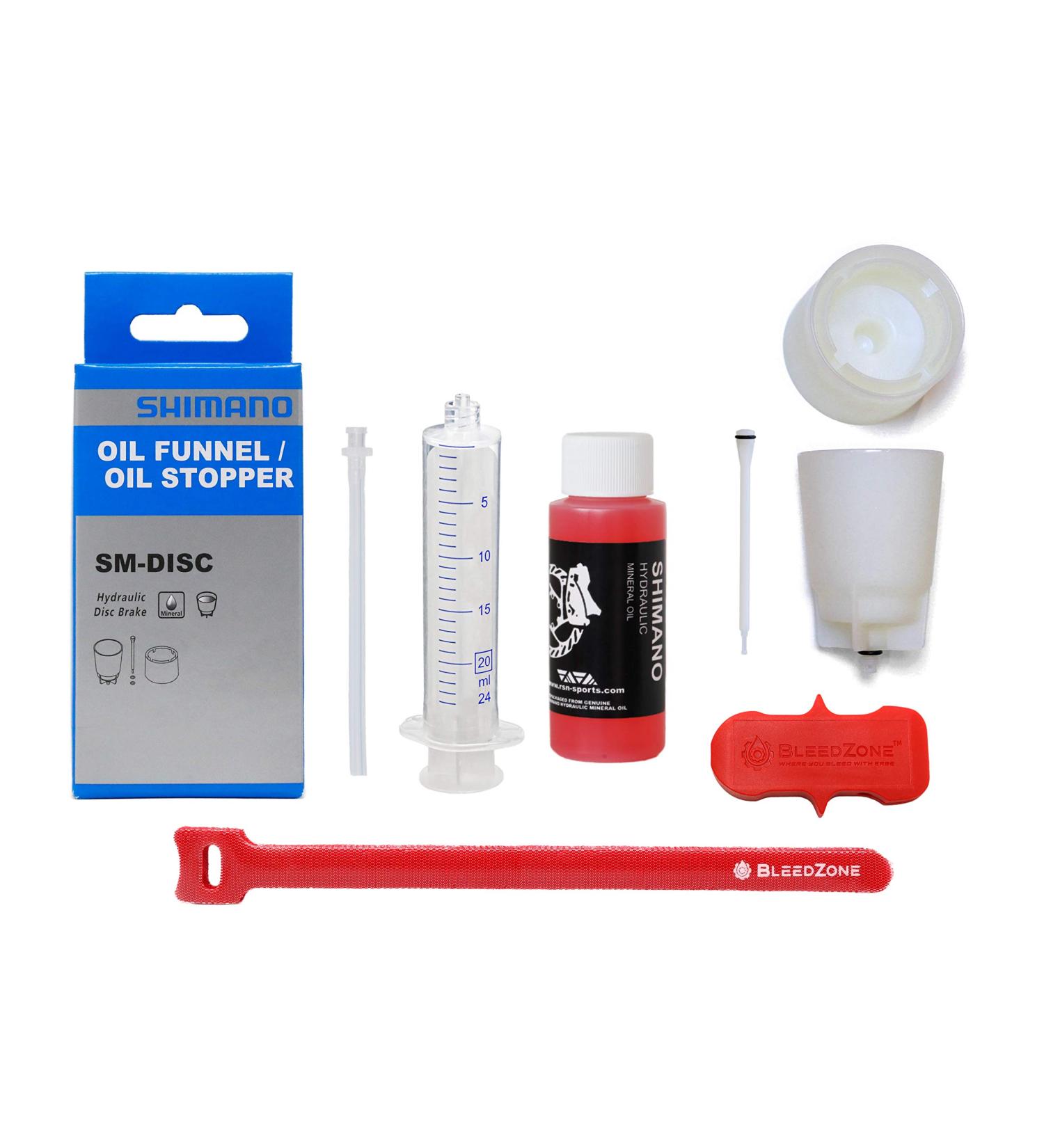 SHIMANO Hydraulic Brake Bleed Kit 60ml - Mineral Oil, Funnel, Stopper, Bleed Block, 20ml Syringe - Buy Online on GoSupps.com