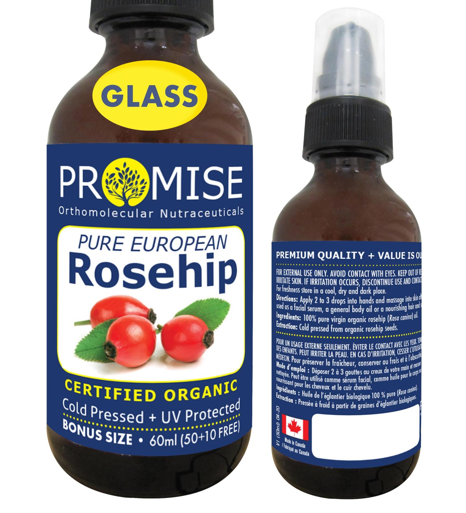 60ml ORGANIC PURE ROSEHIP Oil 100% Pure Certified For Moisturizes Nourishes and Soothes dry skin Made in Canada Hexane-Free (60ml) 60 ml (Pack of 1) - Buy Online on GoSupps.com