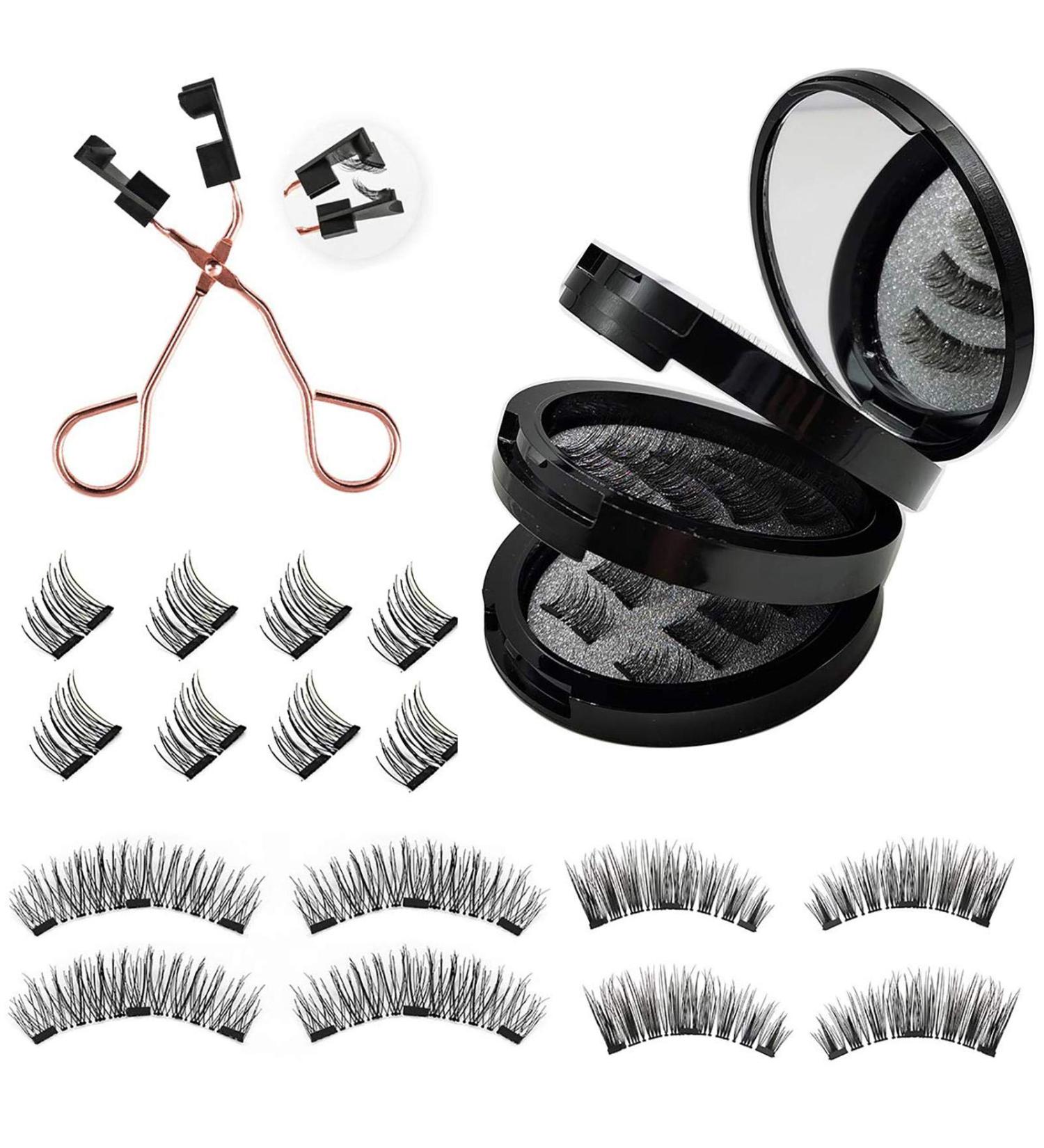 Lecerrot Magnetic False Eyelashes Magnetized without Glue Natural Magnetic Eyelashes Self-adhesive Reusable Magnetic Extension Effect Waterproof Fake Lashes Kit with Eyelash Curler 8 Pairs False Eyelashes - Buy Online on GoSupps.com