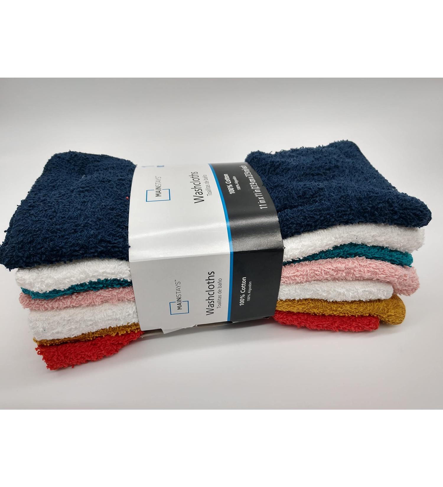 Mainstays 18 Pack Assorted Bright Cotton Terry Washcloths Rags - Thin & Absorbent - Buy Online on GoSupps.com