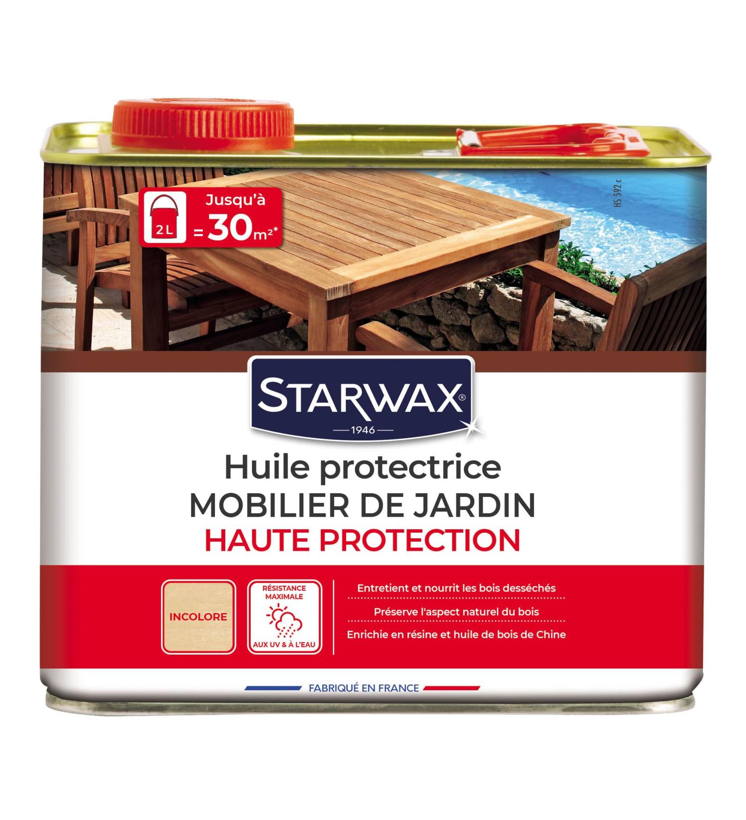 STARWAX - Protective oil for garden furniture - Nourishes and protects against stains and greases - Water and UV resistant - European and exotic wood - Colourless - 2l - Up to 30m  - Buy Online on GoSupps.com