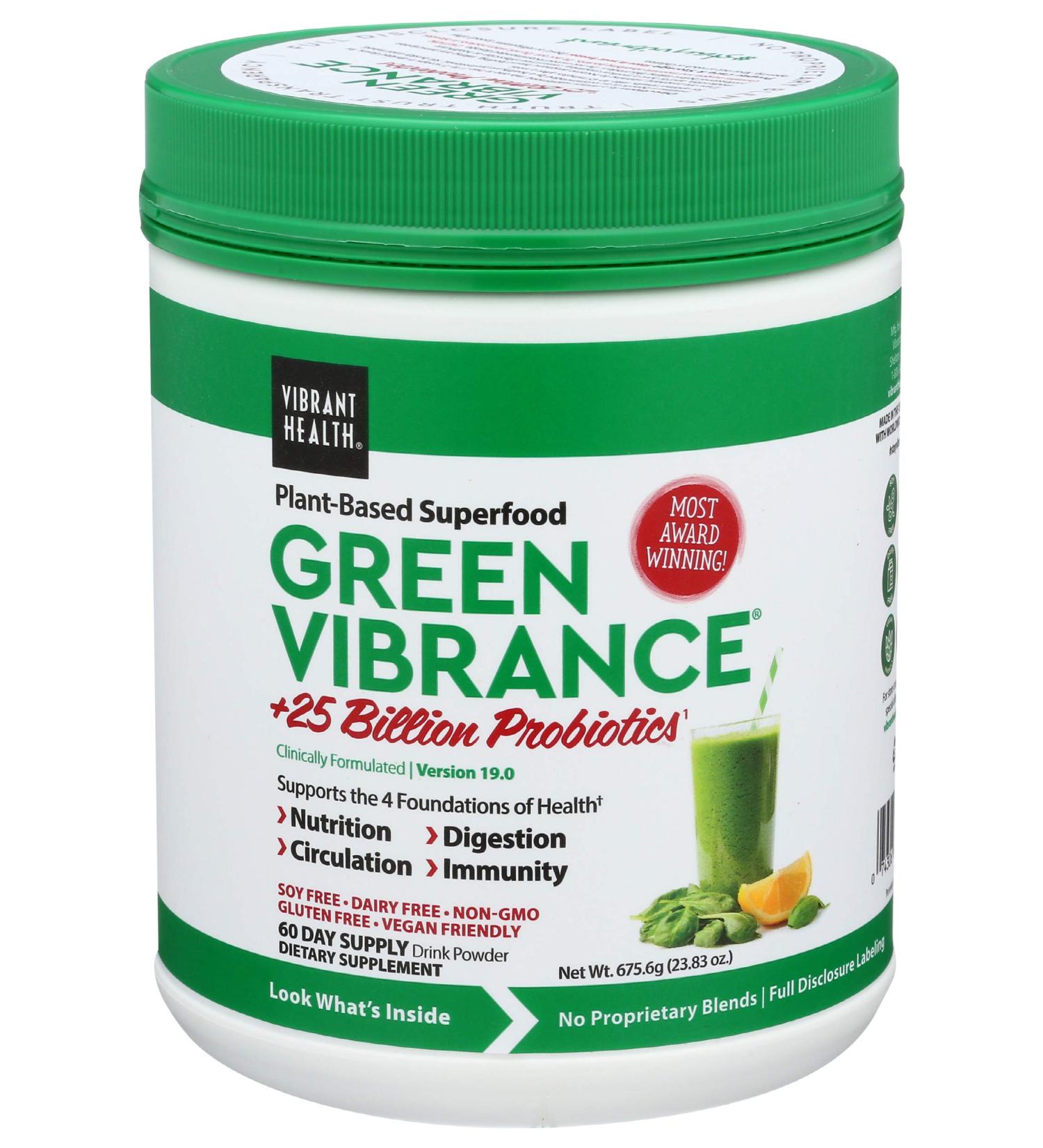 Vibrant Health Green Vibrance Probiotics 25 Billion - Version 18.0, 23.28 oz (660 g) - Buy Online on GoSupps.com