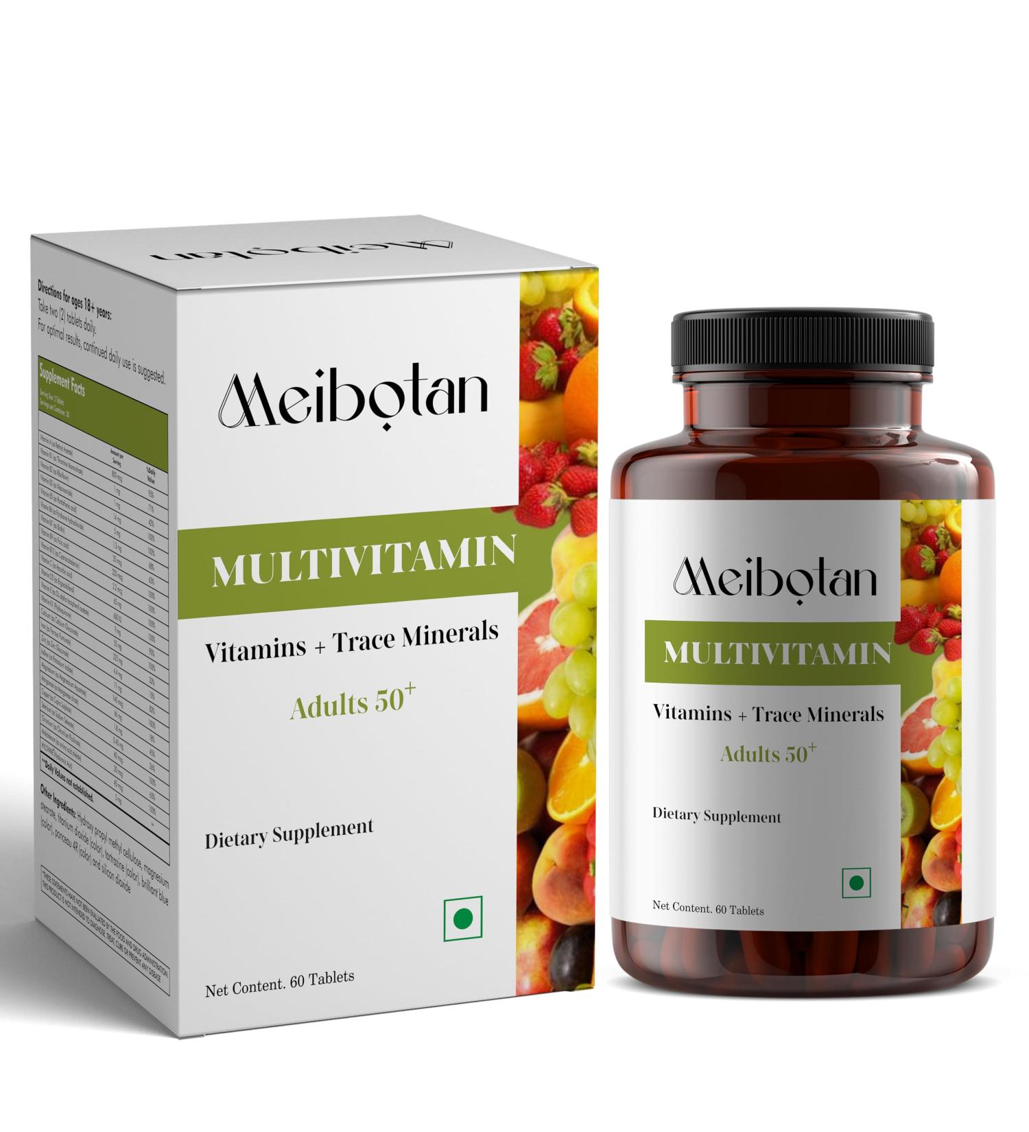 MEIBOTAN Multivitamin Tablets for Men and Women with Zinc Vitamin C Vitamin D3 - Buy Online on GoSupps.com