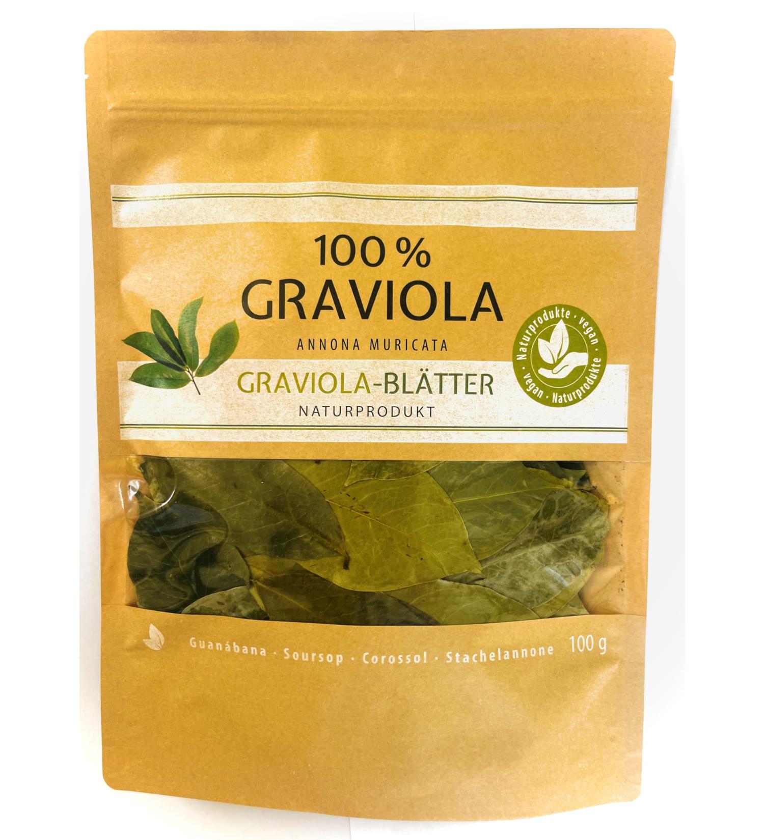  Graviola.de 100g of premium graviola leaves grown by Graviola.de. - No additives - No pesticides - Always from a new harvest. (1) - Buy Online on GoSupps.com