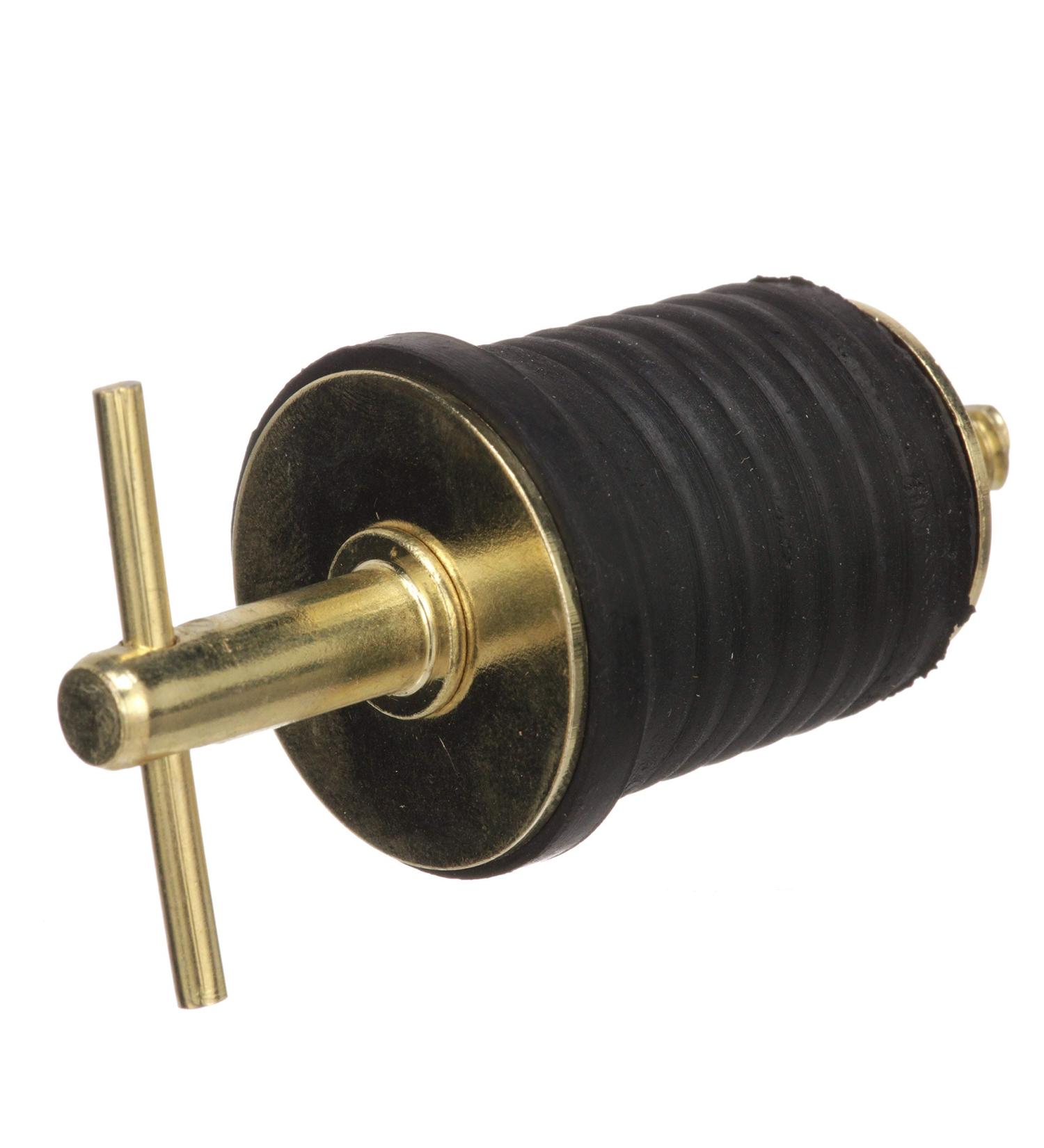 Attwood 11587-4 T-Handle Drain Plug | 1-Inch Brass-Plated Locking Plug with Chain - Buy Online on GoSupps.com