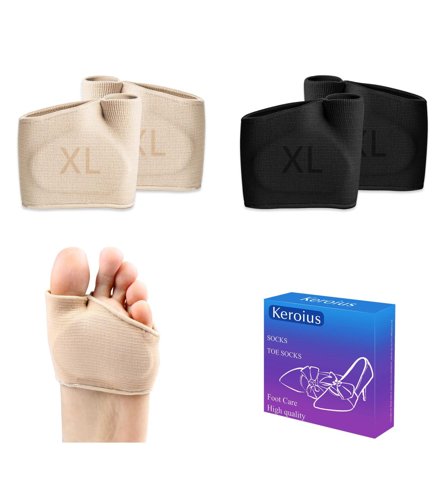 2 Pairs Metatarsal Pads for Men & Women - Gel Forefoot Cushion Sleeves - Pain Relief for Ball of Foot (XL - 1 Black & 1 Beige - Buy Online on GoSupps.com