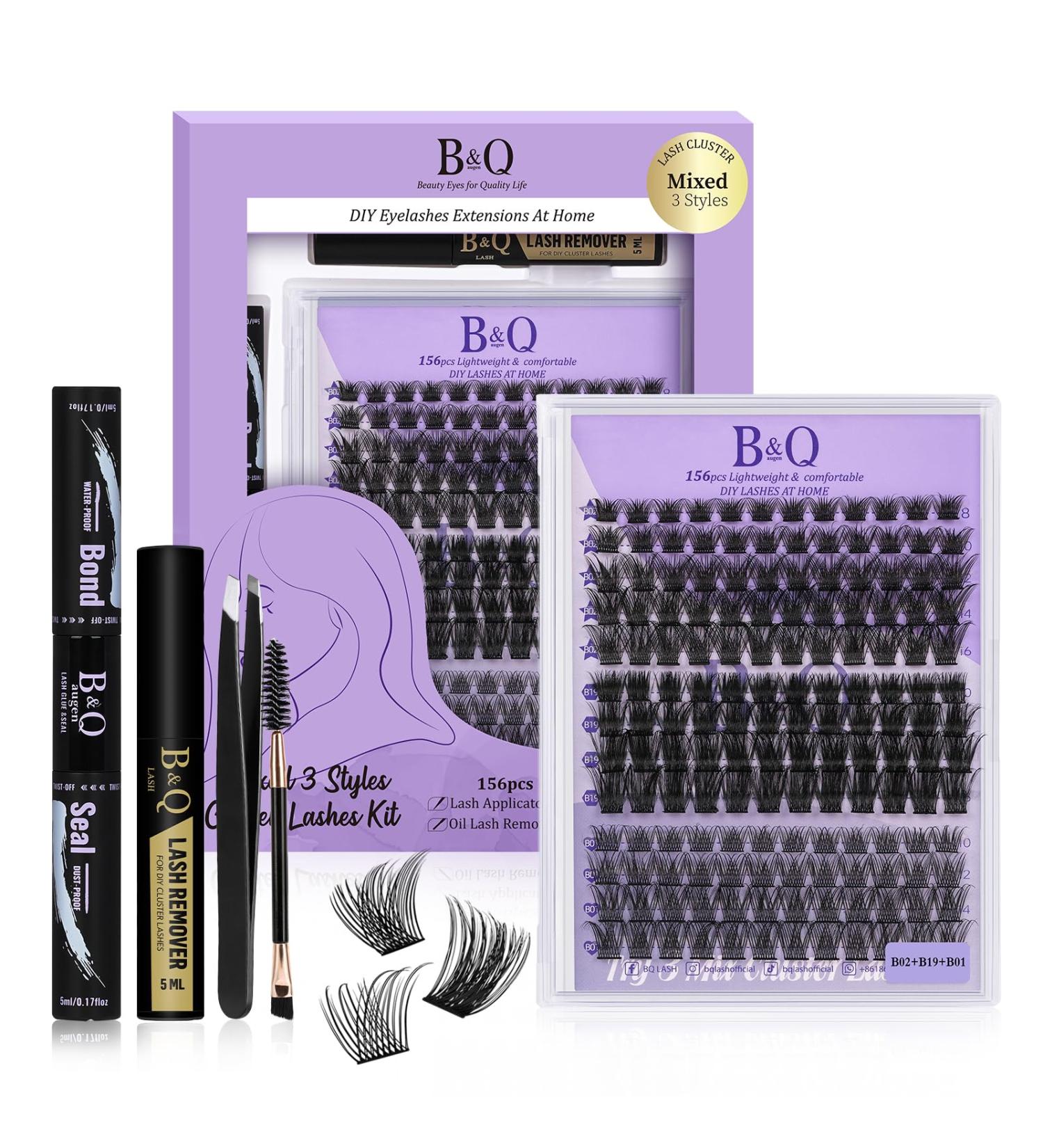 Premium 156PCS Lash Extension Set - DIY Eyelash Extensions Kit with Adhesive Mascara Brush & Applicators - SUNSKIT - Buy Online on GoSupps.com