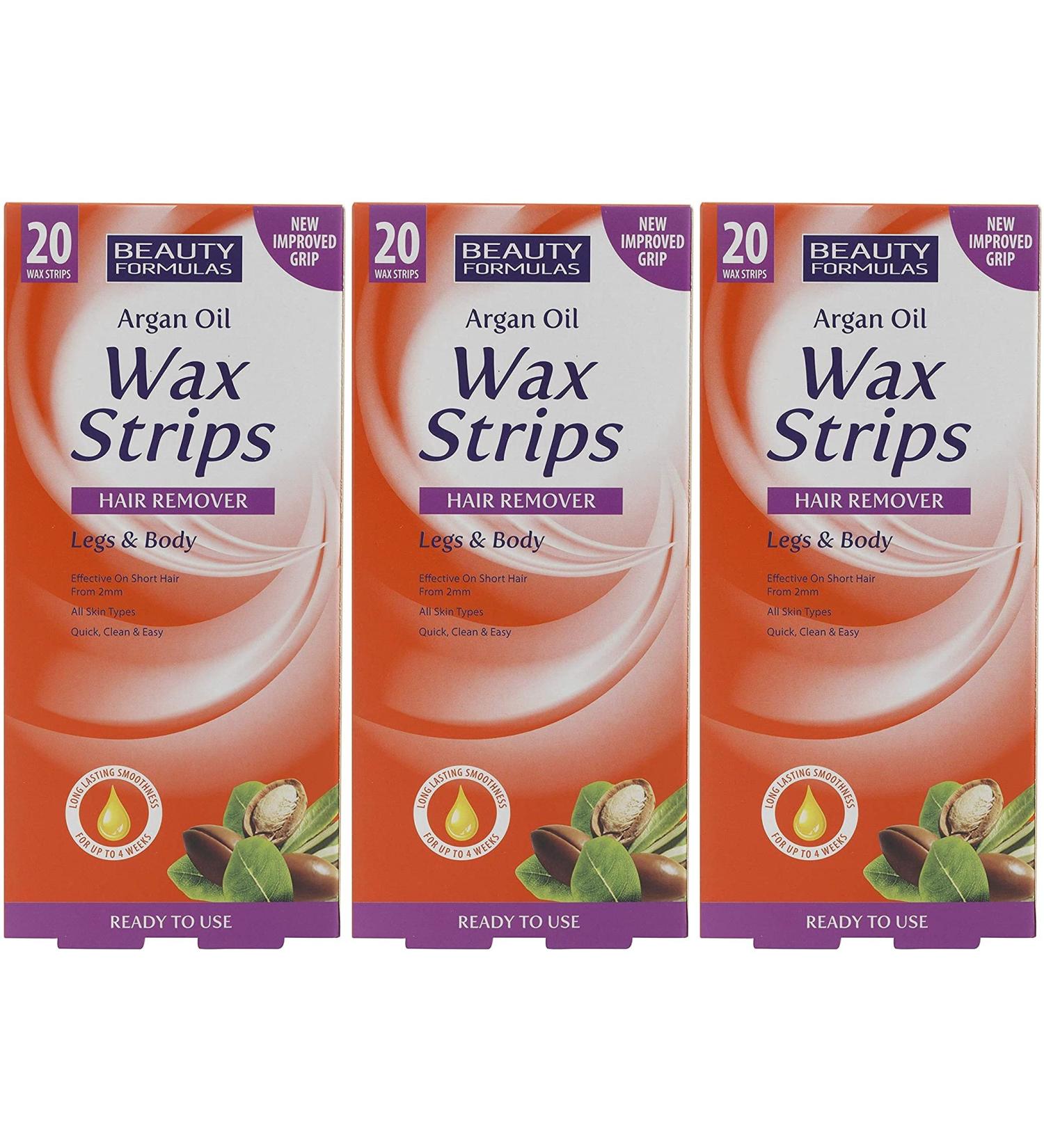 BEAUTY FORMULAS ARGAN OIL WAX STRIPS 20 Count (Pack of 3)