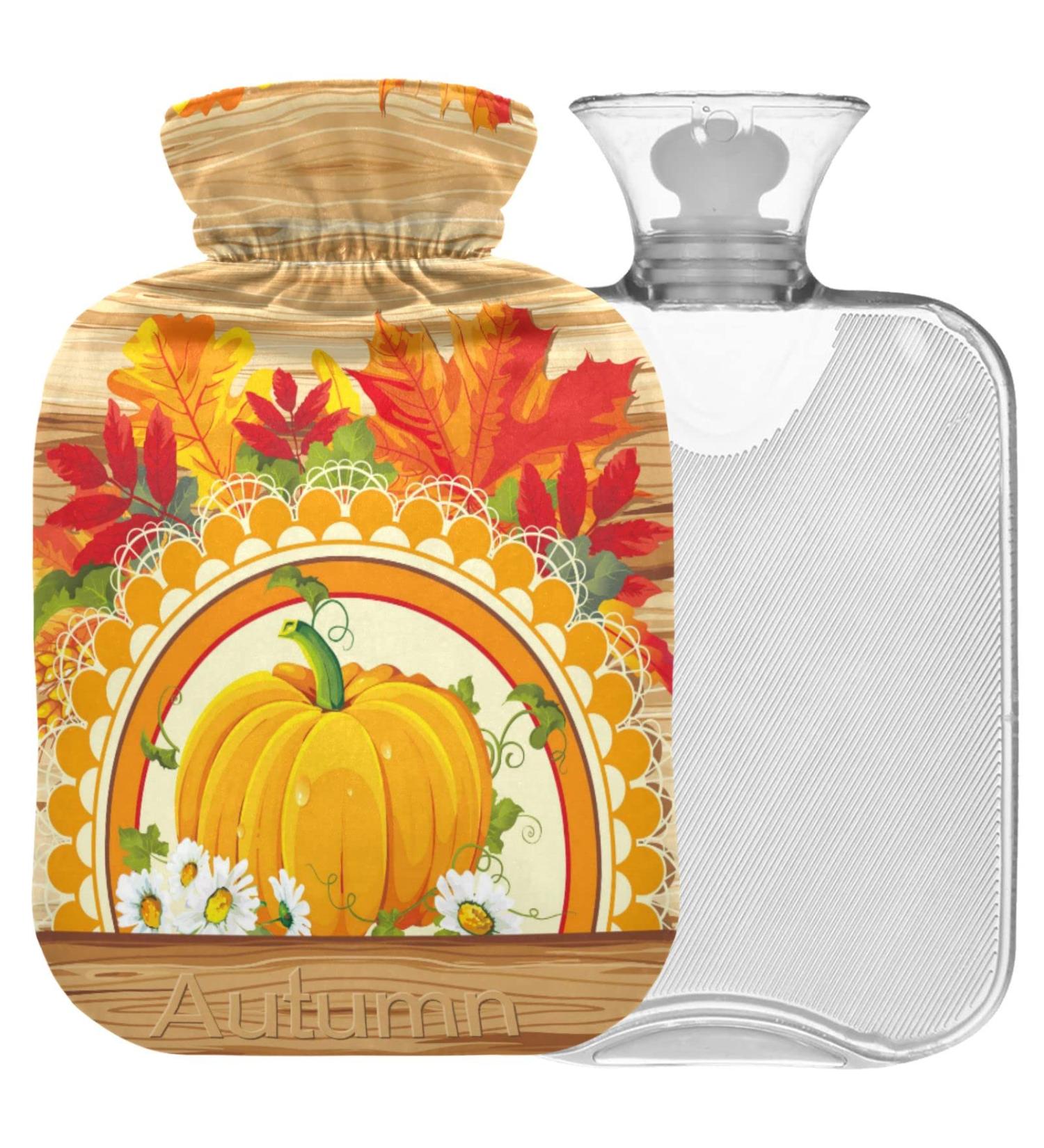 Naanle Thanksgiving Autumn Leaves Hot Water Bottle - 1L Heat & Cold Therapy for Pain Relief | Ideal for Bed & Hand/Foot - Buy Online on GoSupps.com