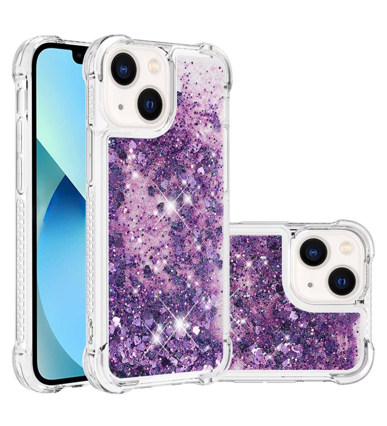Buy Tivenfezk Nadoli Glitzer Treisand Shell for iPhone 15 Plus - Silicone Shockproof Transparent TPU Bumper Case - Liquid Glitter Sand Cover in Purple - Buy Online on GoSupps.com