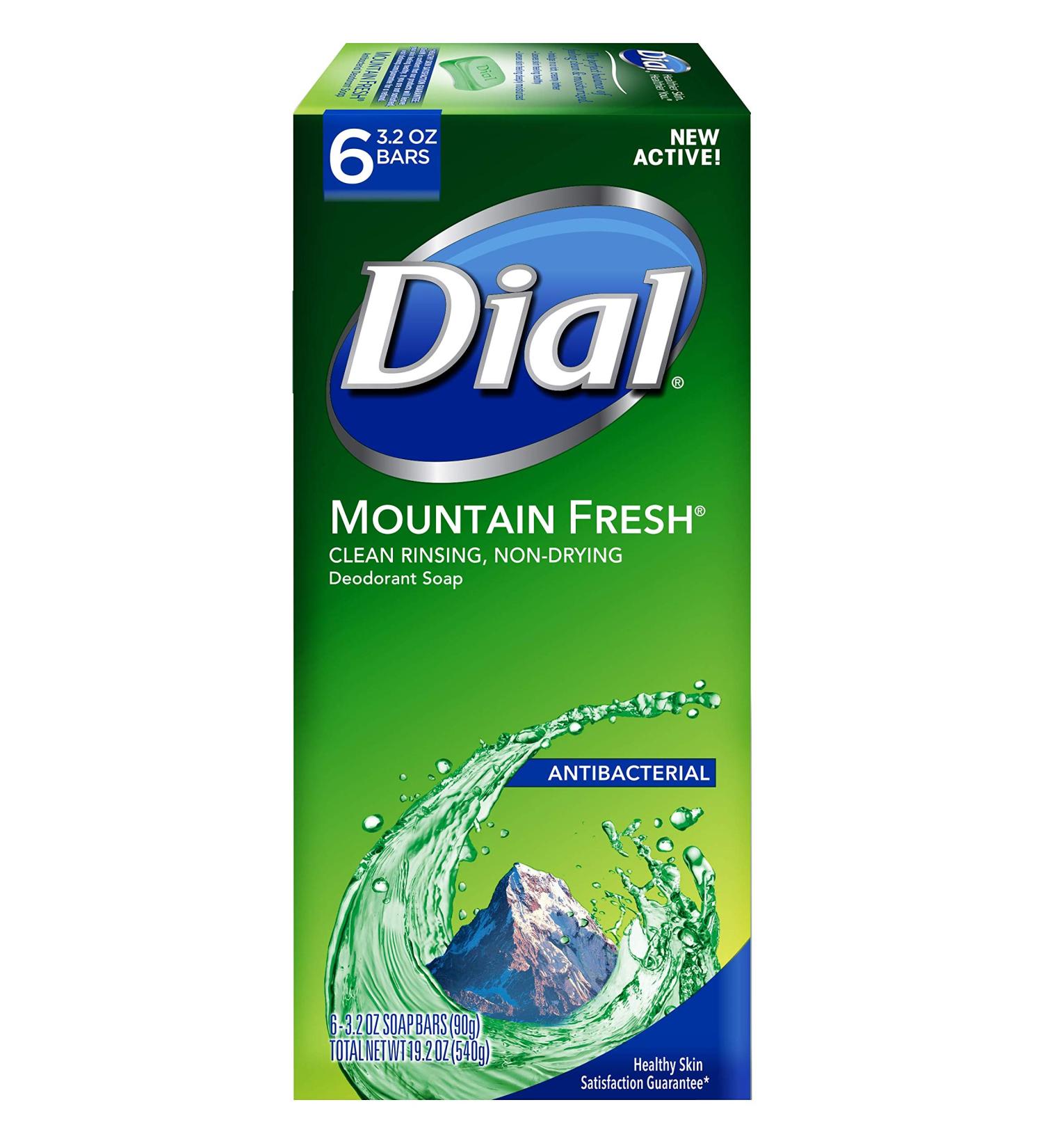 Dial Antibacterial Bar Soap Mountain Fresh 3.2 Ounce 6 Bars - Pack of 6 - Buy Online on GoSupps.com