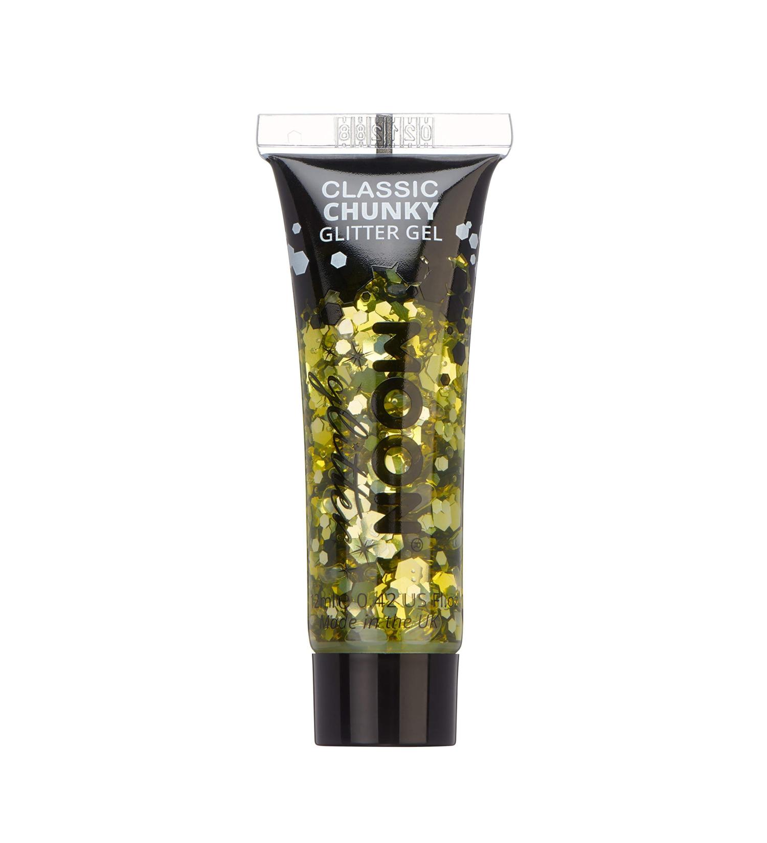 Moon Glitter Chunky Gold Glitter Gel - Cosmetic Festival Face & Body Paint - 12ml - Buy Online on GoSupps.com