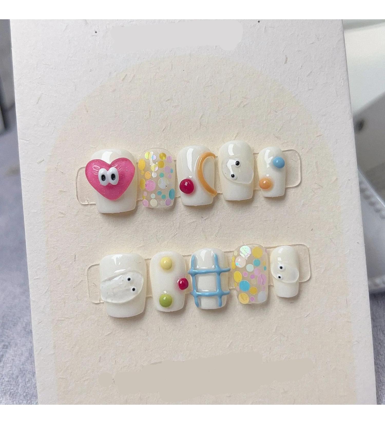Detachable Handmade false nails with design dopamine bubble love girl press on Nail enhancement false nails (Color : 5 Size : S) - Buy Online on GoSupps.com