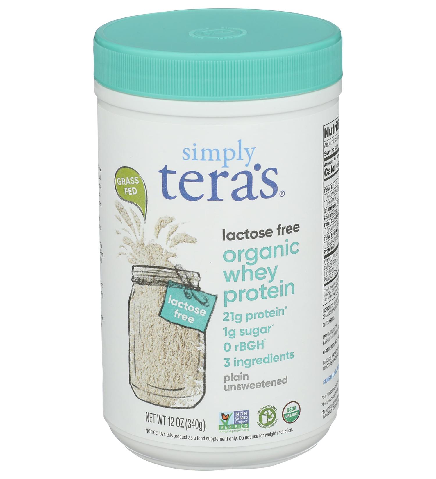 Simply Tera's Organic Plain Lactose-Free Whey Protein - 12 OZ | Premium Quality International Shipping - Buy Online on GoSupps.com