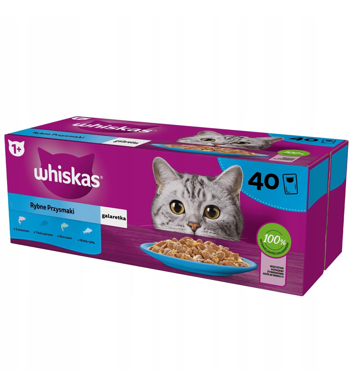 whiskas Wet food for adult cats 1 + fish of your choice in jelly 40 x 85 g