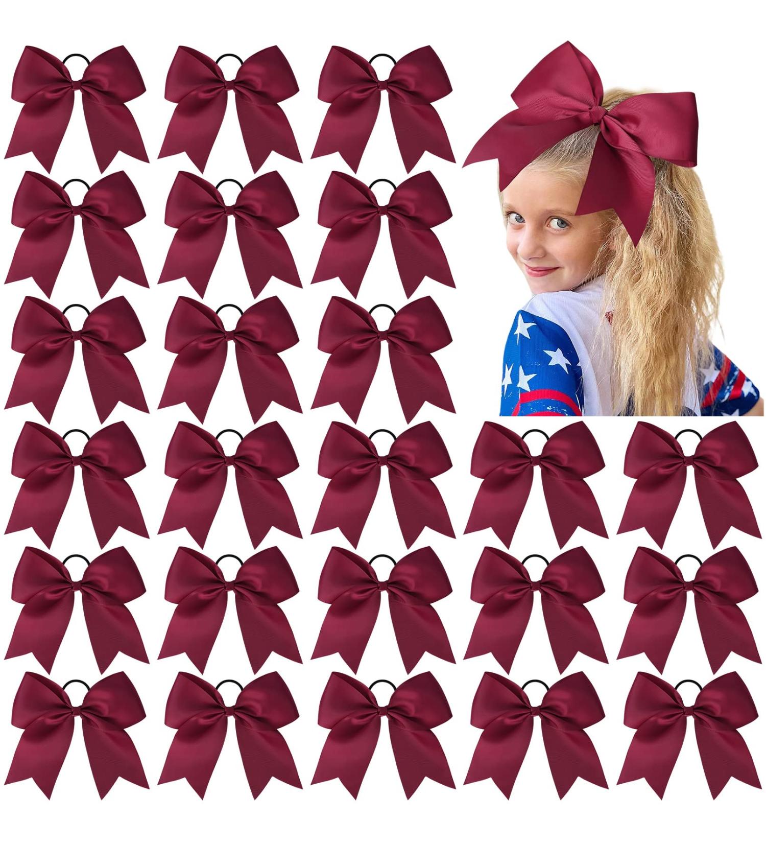 24 PCS Large Maroon Cheer Bows - Hair Accessories for Cheerleaders & Sports Teams - Buy Online on GoSupps.com